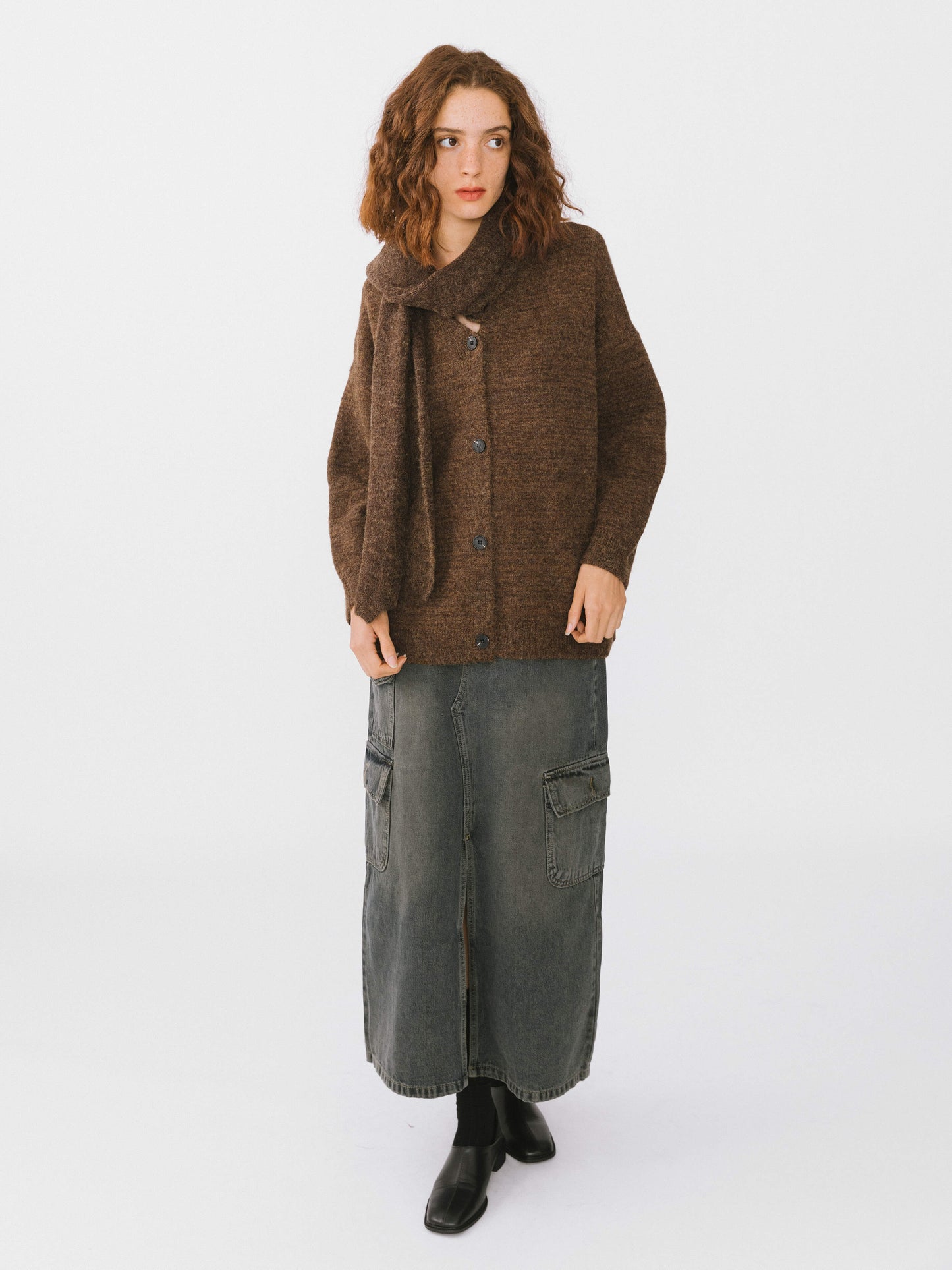 Multi Pocket Washed Demin Skirt