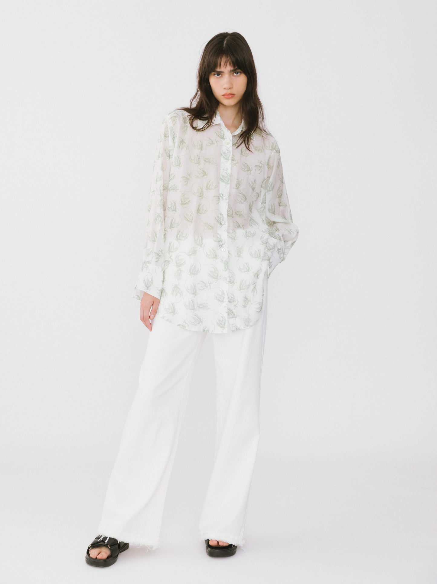 Loose Printed Sheer Shirt