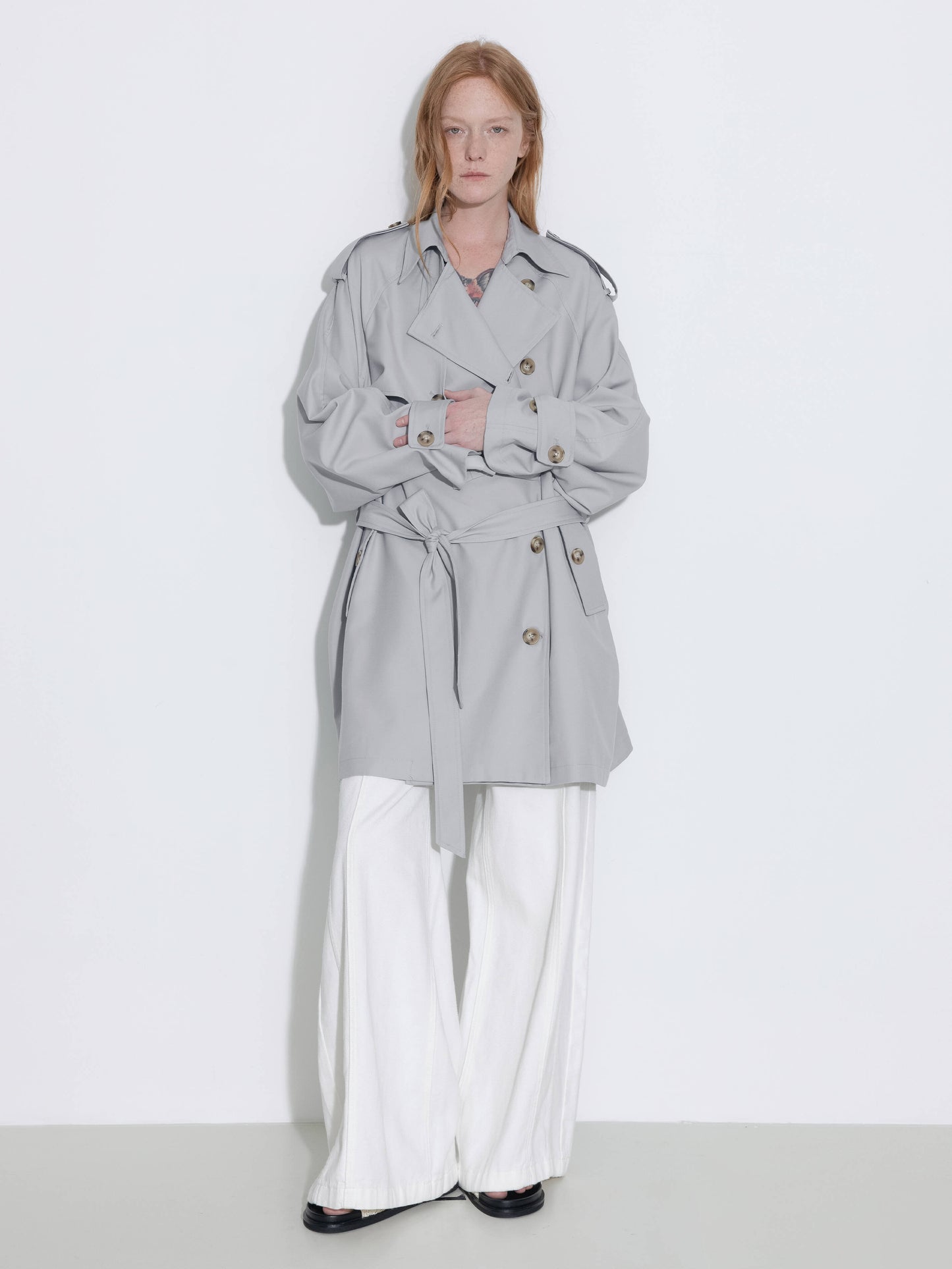Oversized Mid-Length Trench Coat with Belt