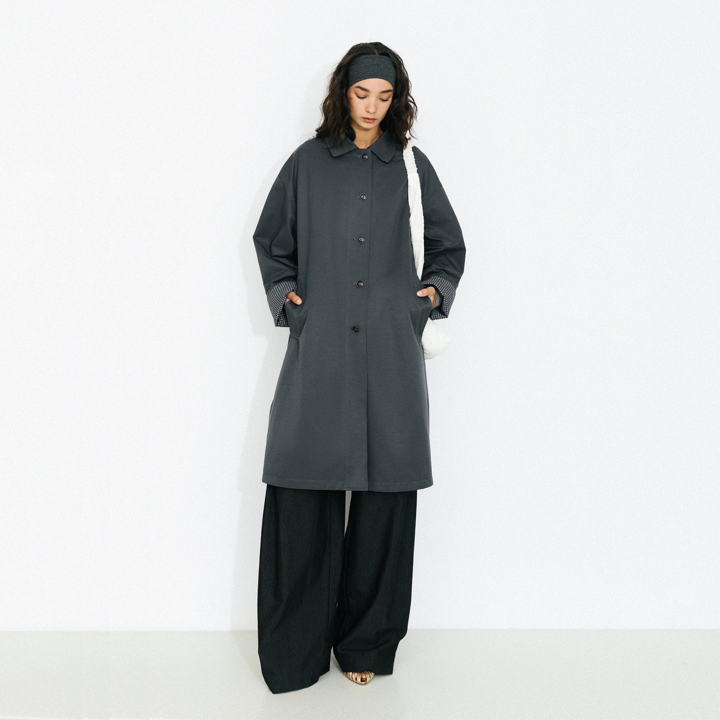 Oversized Single-Breasted Mid-Length Trench Coat