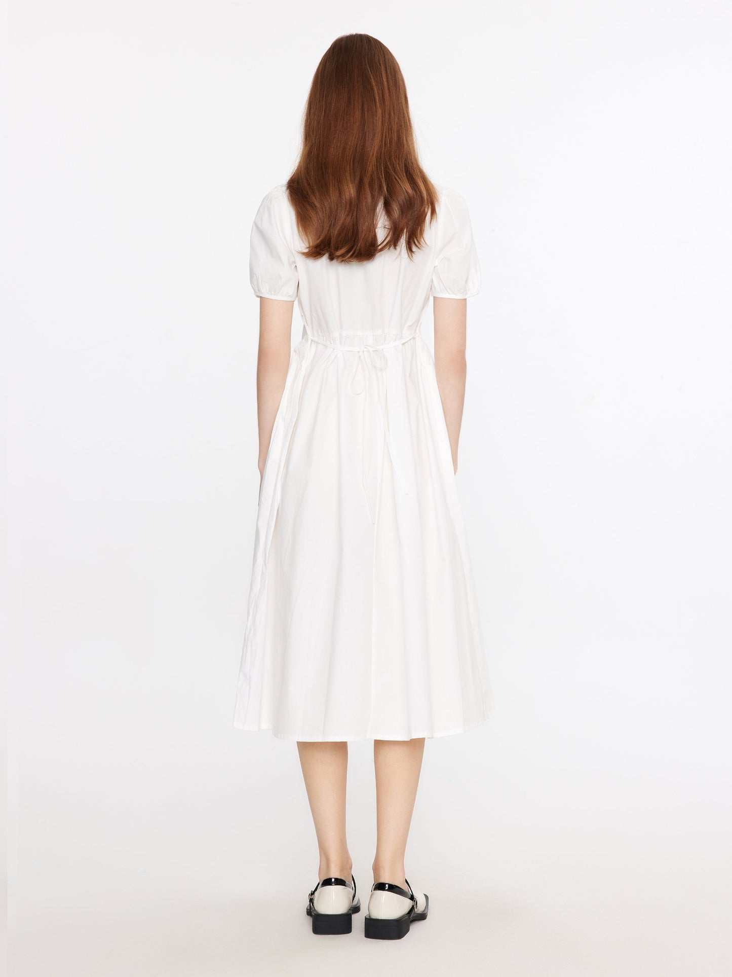Puff Sleeve Cotton Midi Dress