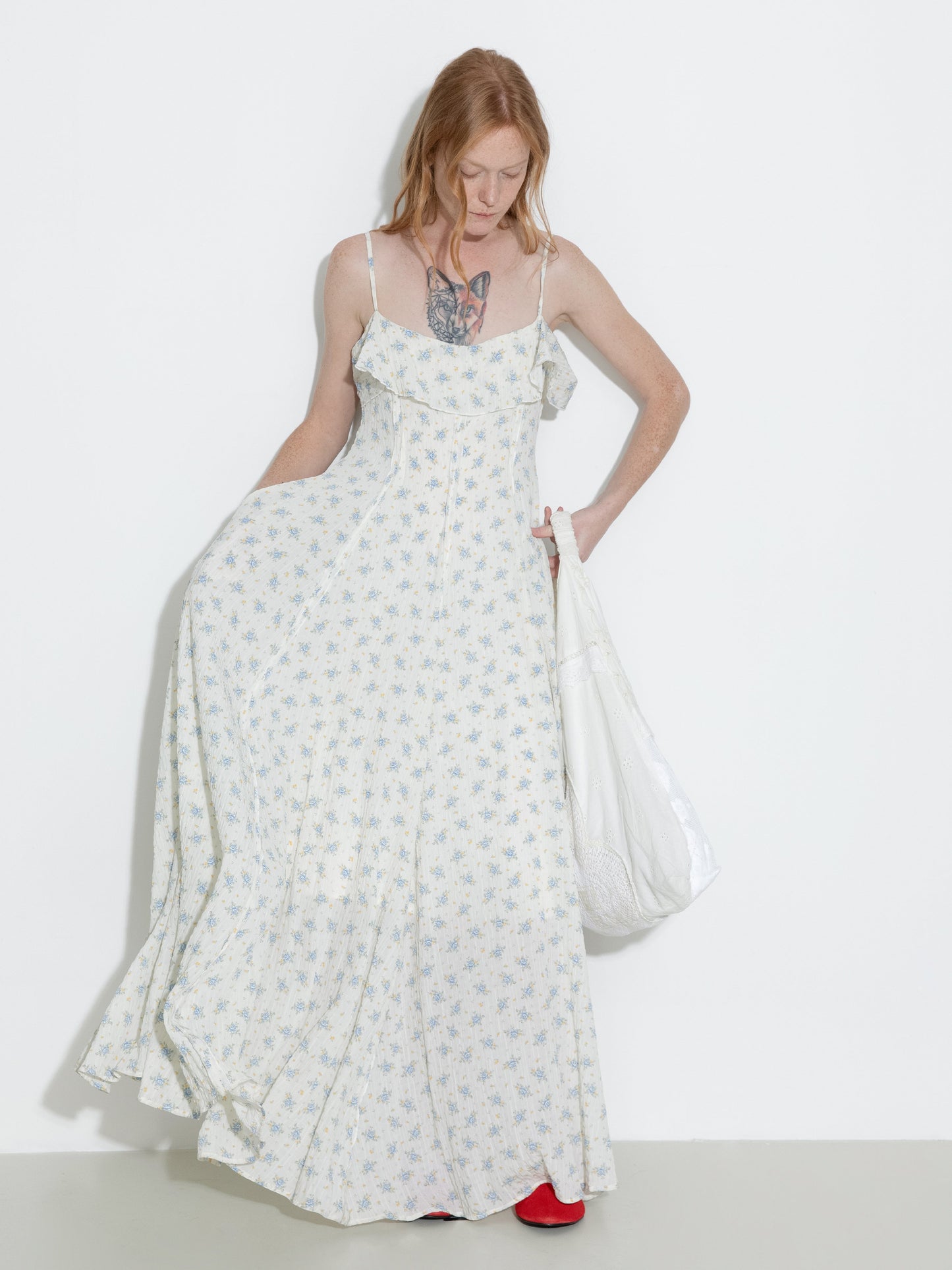 Waist Gathered Floral Sling Dress