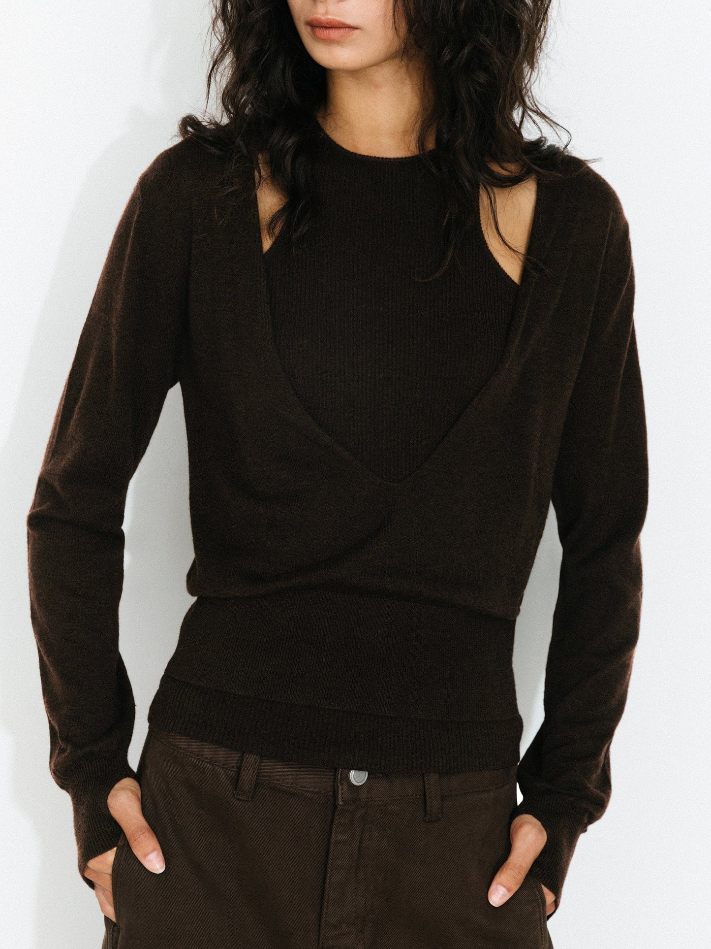 Knit Cardigan and Vest Two-Piece Set