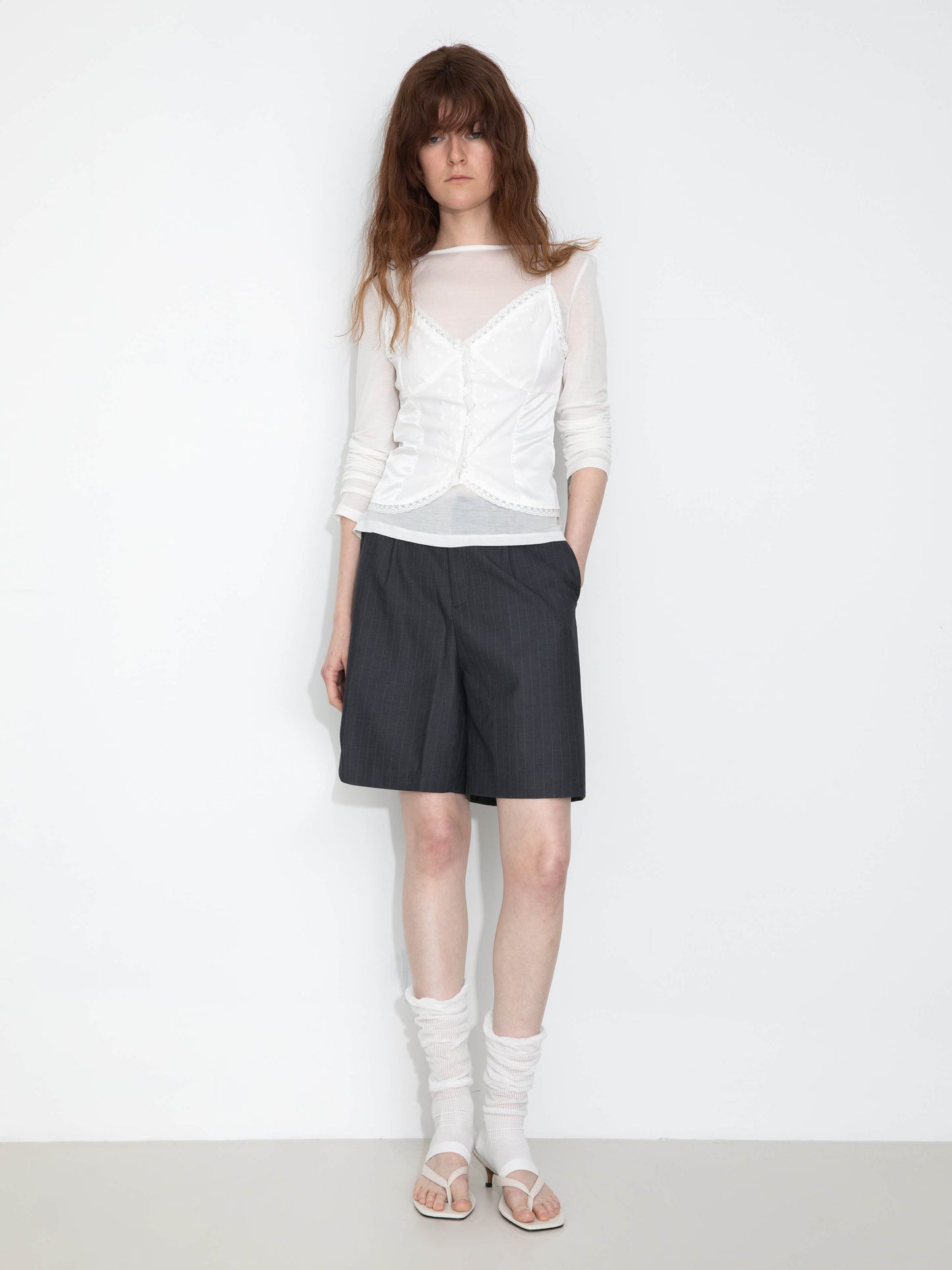 Linen Striped Summer Suit Shorts