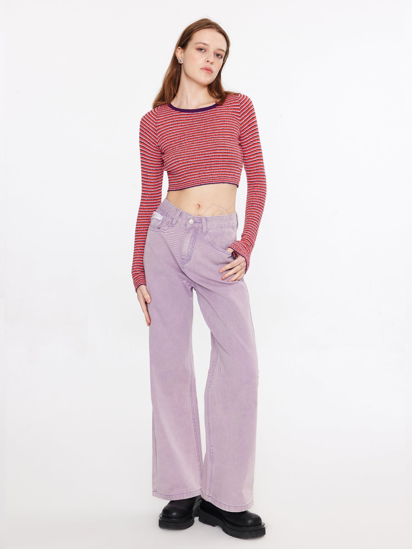 Striped Fitted Long Sleeve Top