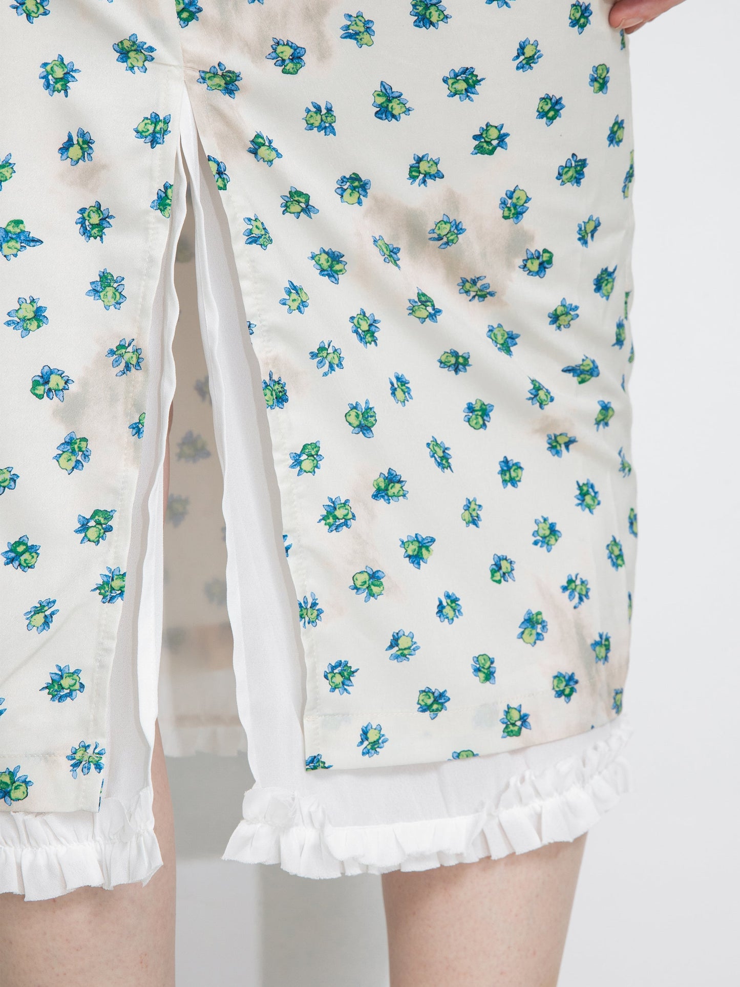 Lace Patchwork Floral Printed Skirt