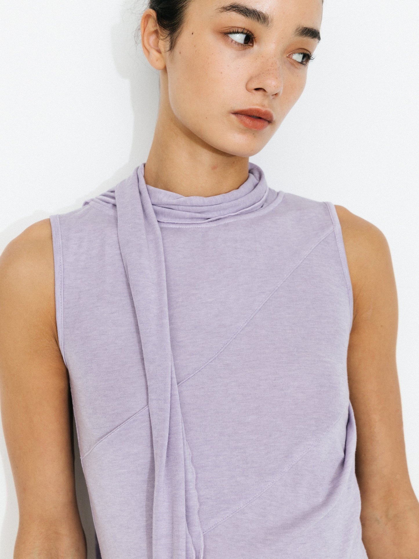 Asymmetrical Tie-Neck Flowy Sleeveless Top