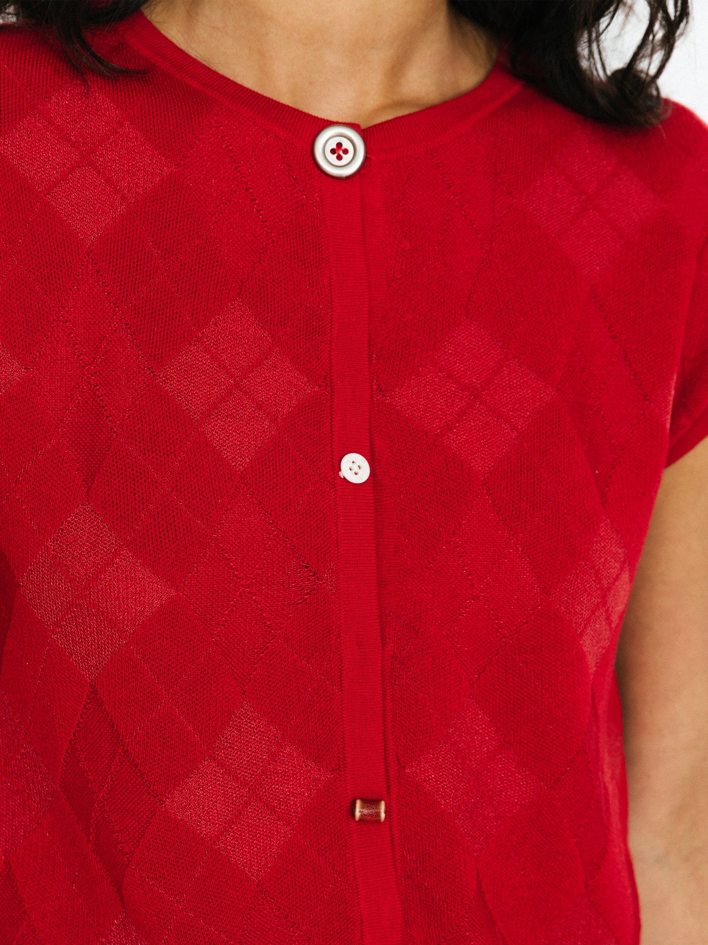 Cropped Knit Short-Sleeve Cardigan