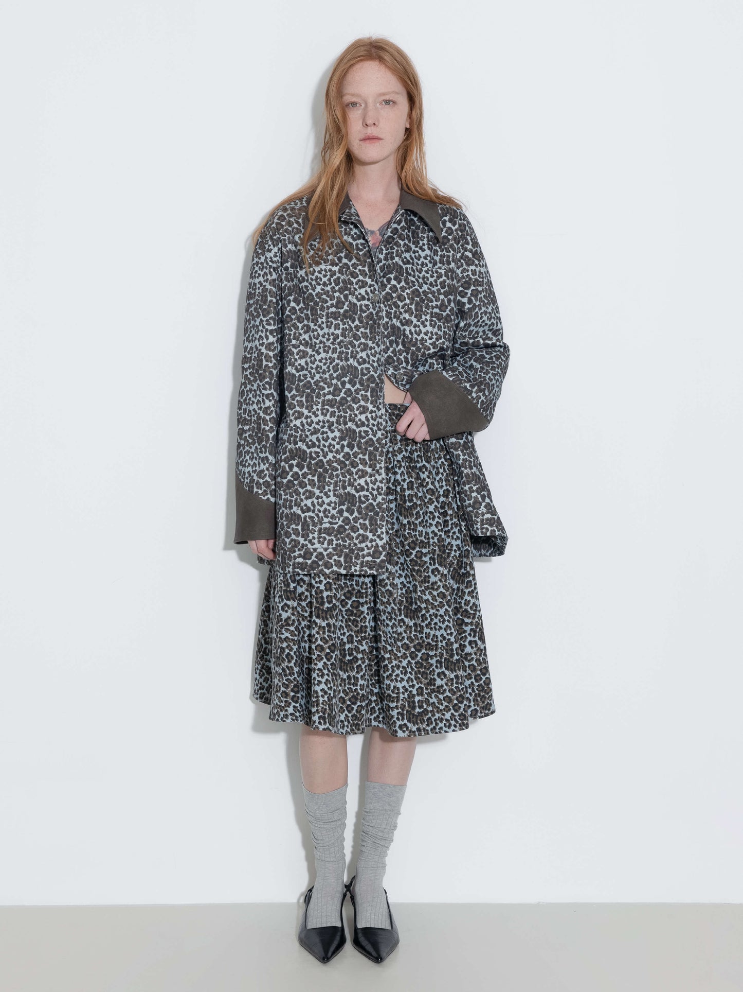 100% Cotton Leopard Print Color-Block Retro Casual Jacket