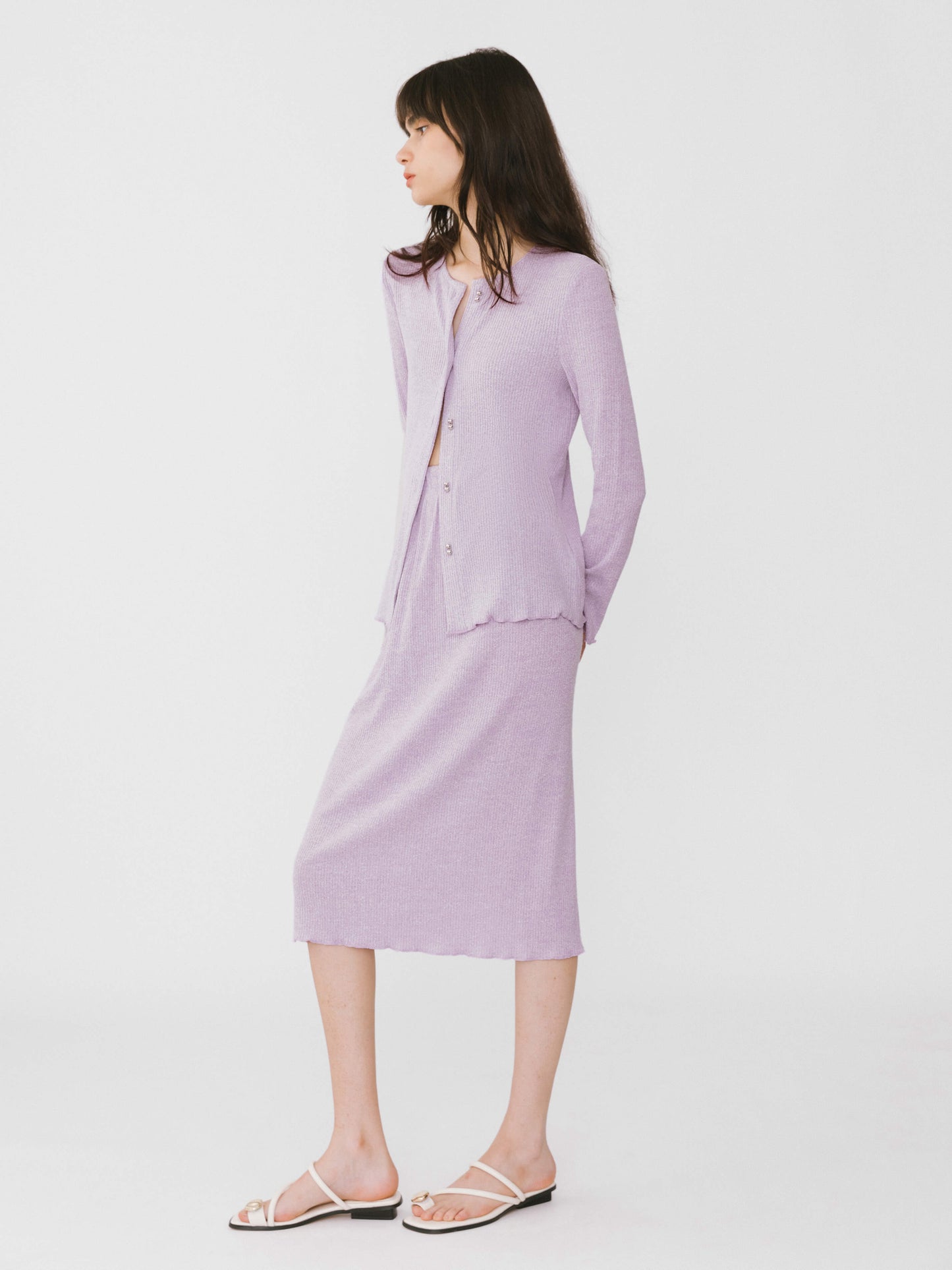 A-line Ribbed Knit Midi Skirt