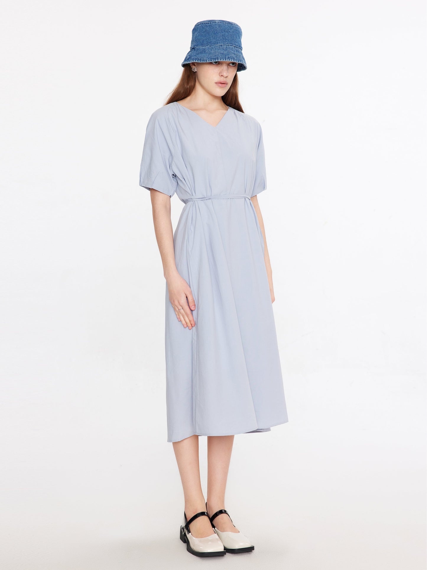 V-Neck Back Cut Out Midi Dress