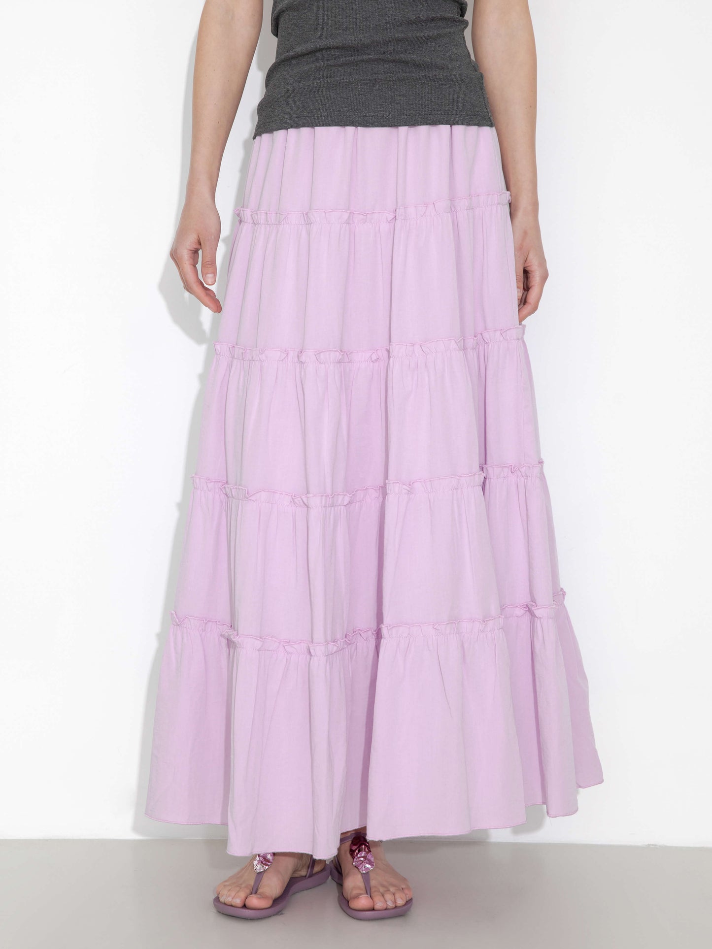 High-Waisted A-Line Maxi Flowy Skirt
