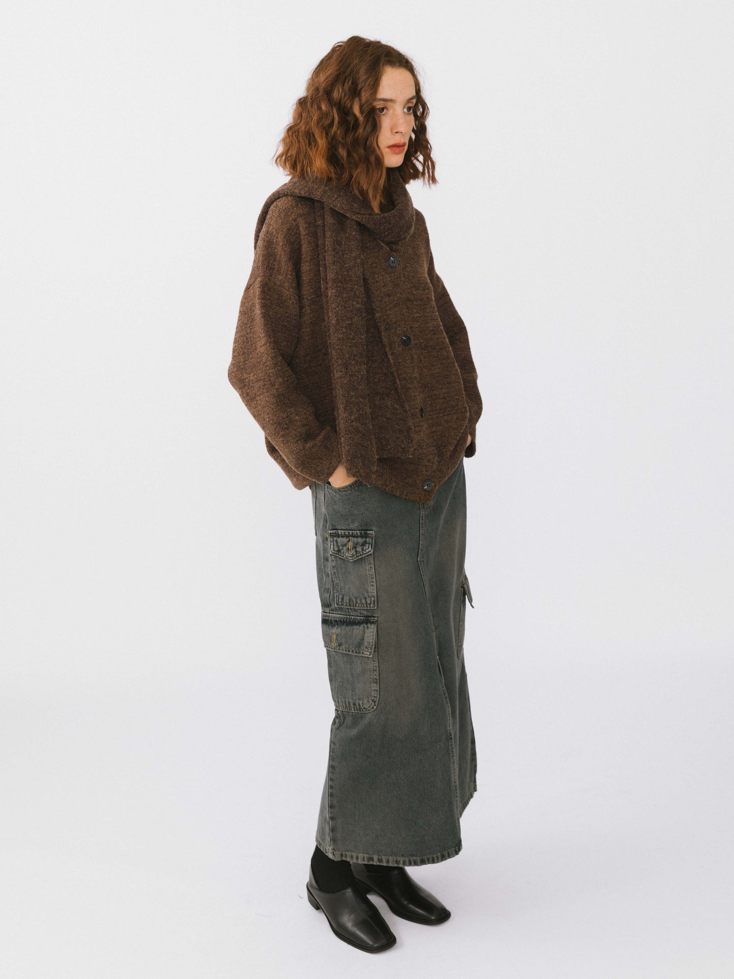 Multi Pocket Washed Demin Skirt