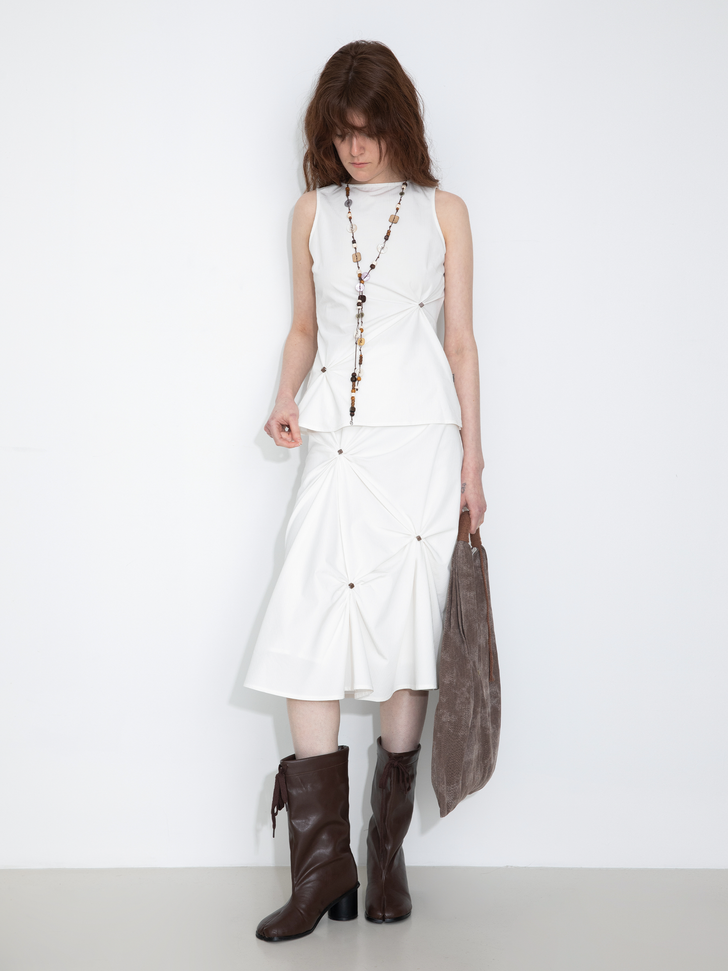 3D Pleated High-Waisted A-Line Skirt