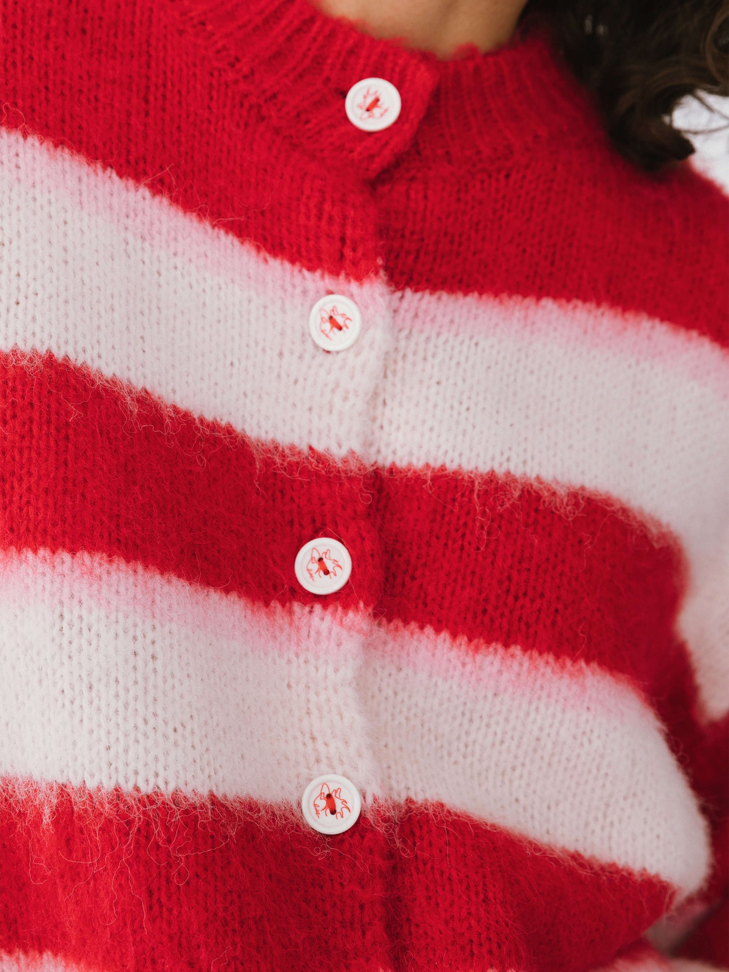 Striped Color Block Wool Knit Cardigan With Scarf