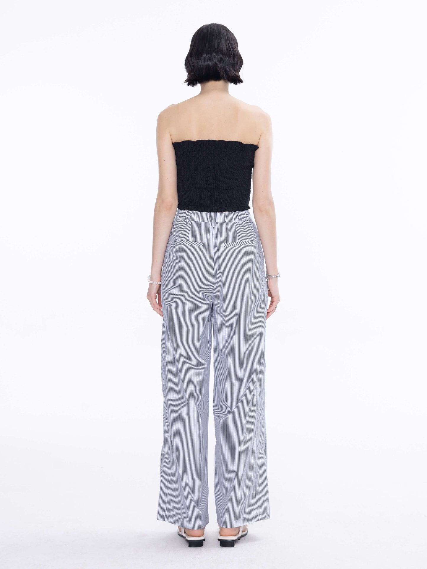 High Rise Pinstripe Tailored Trousers
