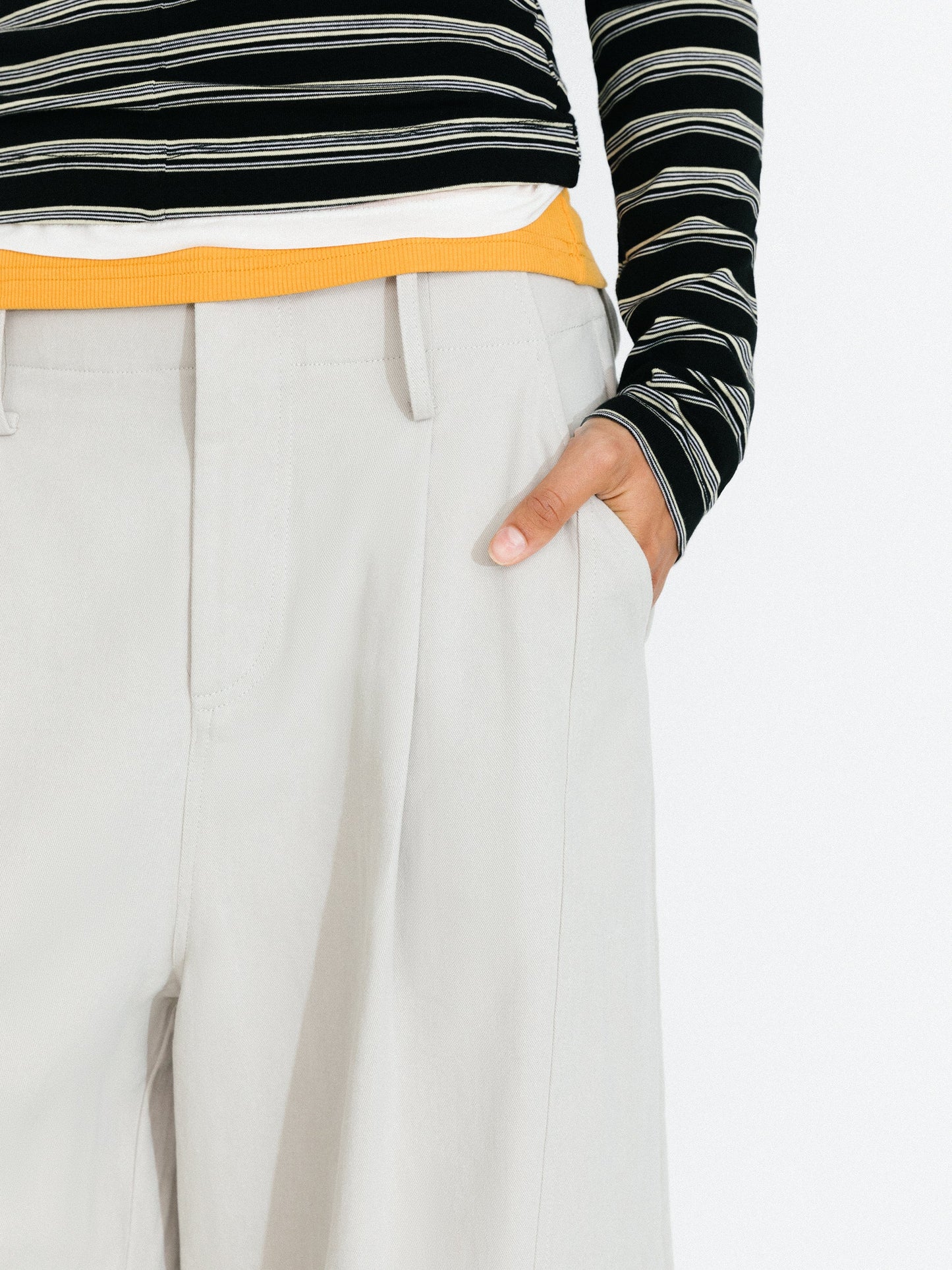 100% Cotton High-Waisted Wide-Leg Casual Trousers