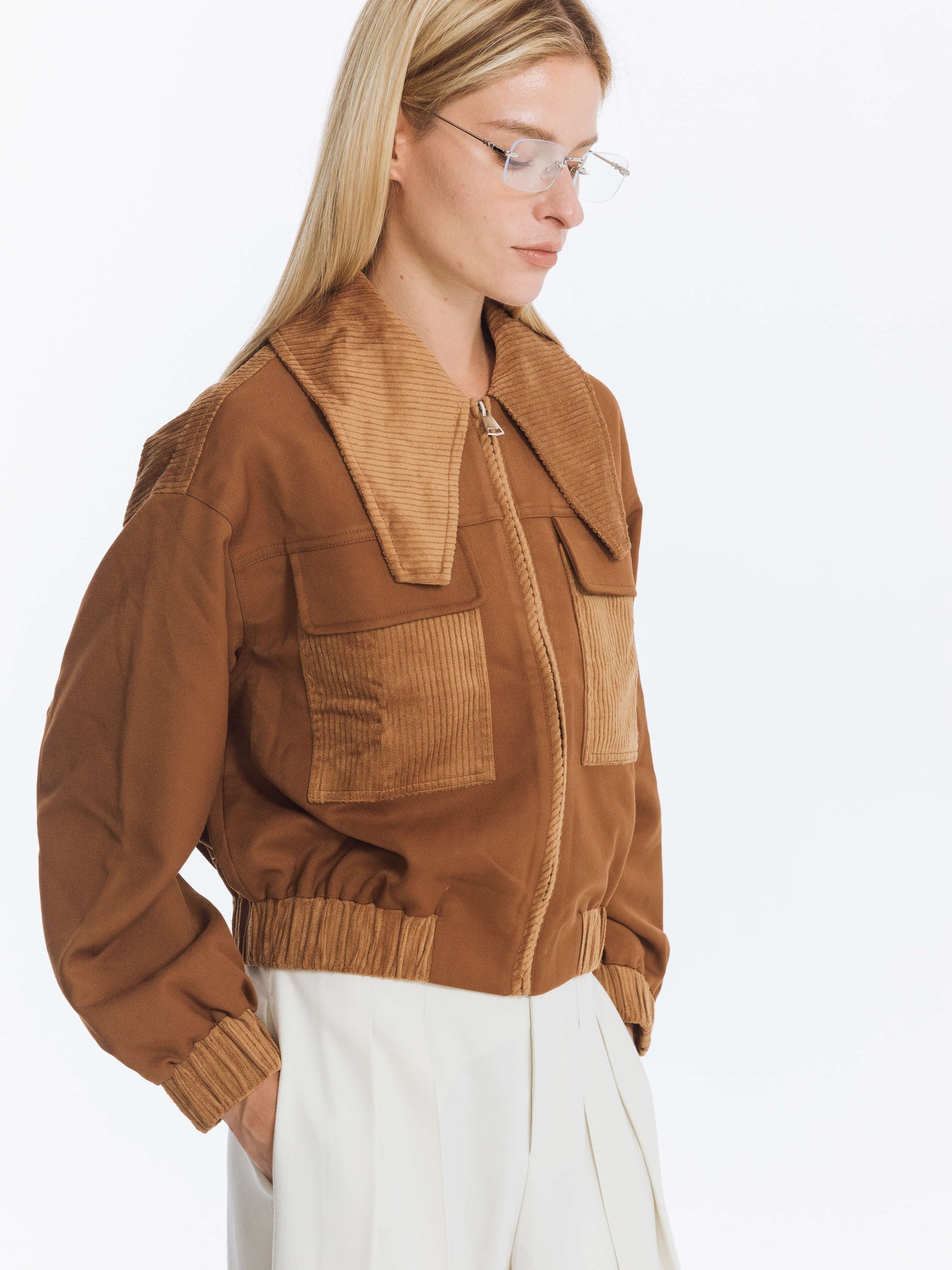 Wide Lapel Casual Jacket with Wool Blend