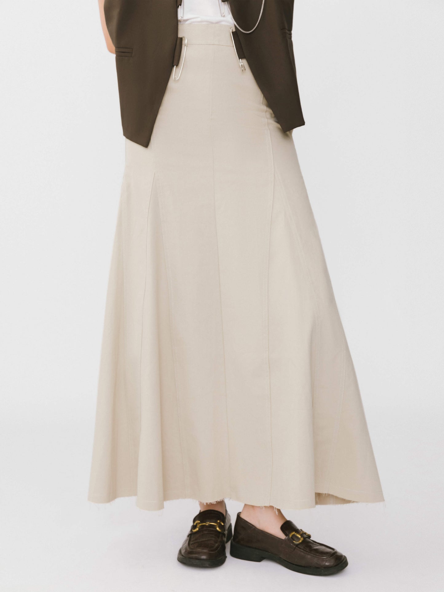 Frayed Denim Maxi Skirt