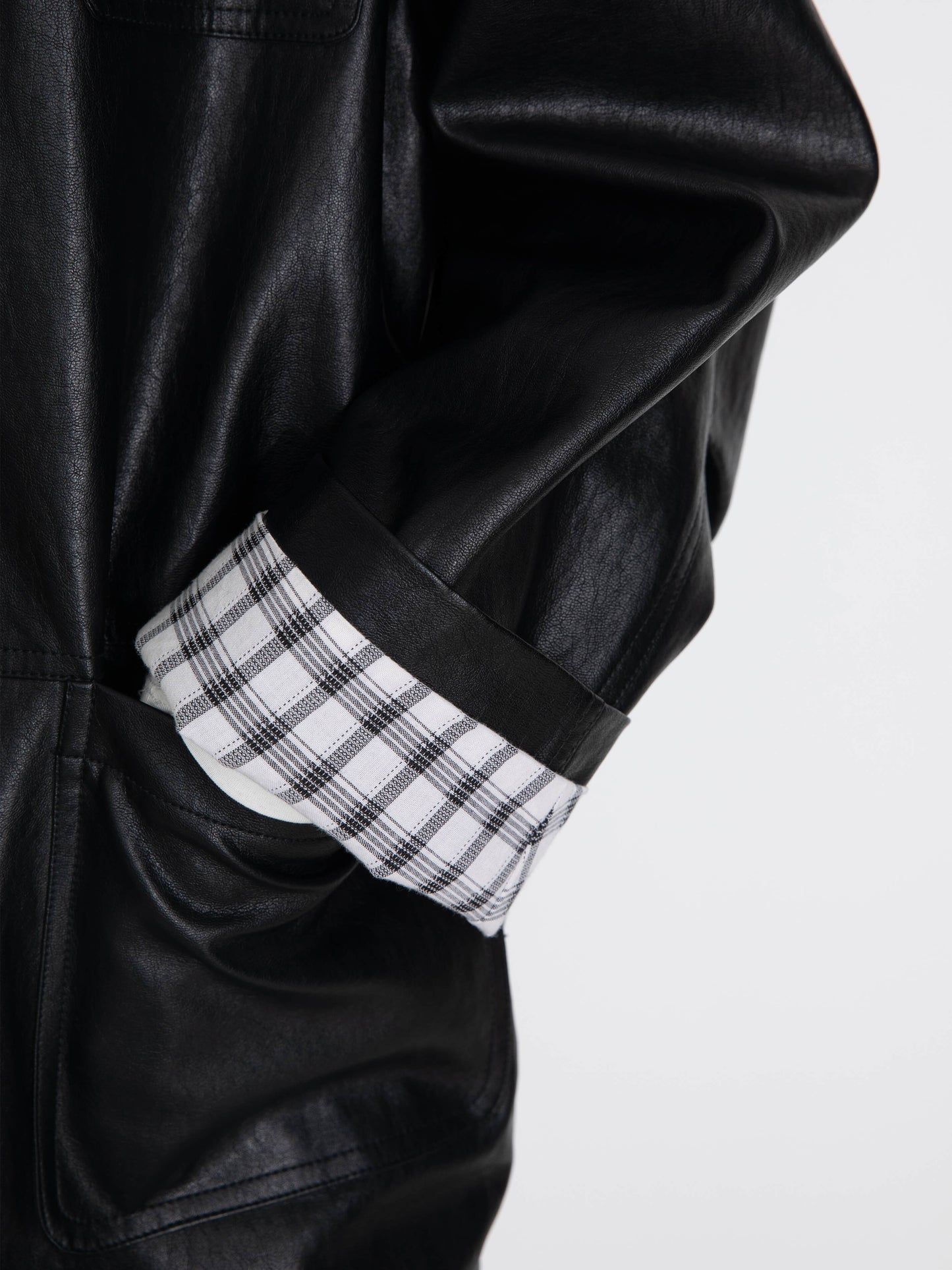 Stand Collar Oversized Leather Jacket