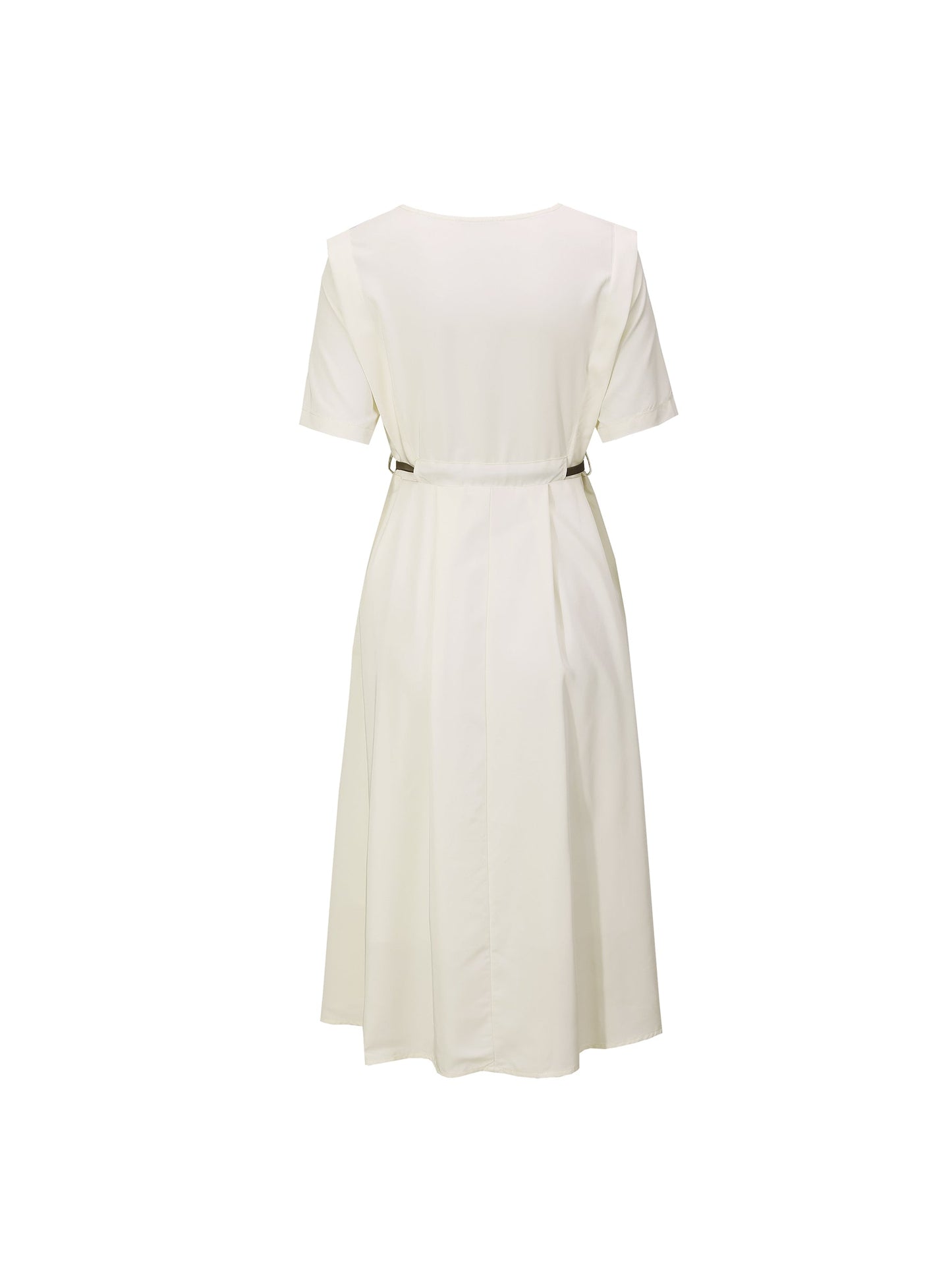 Round Neck Short Sleeve Midi Dress