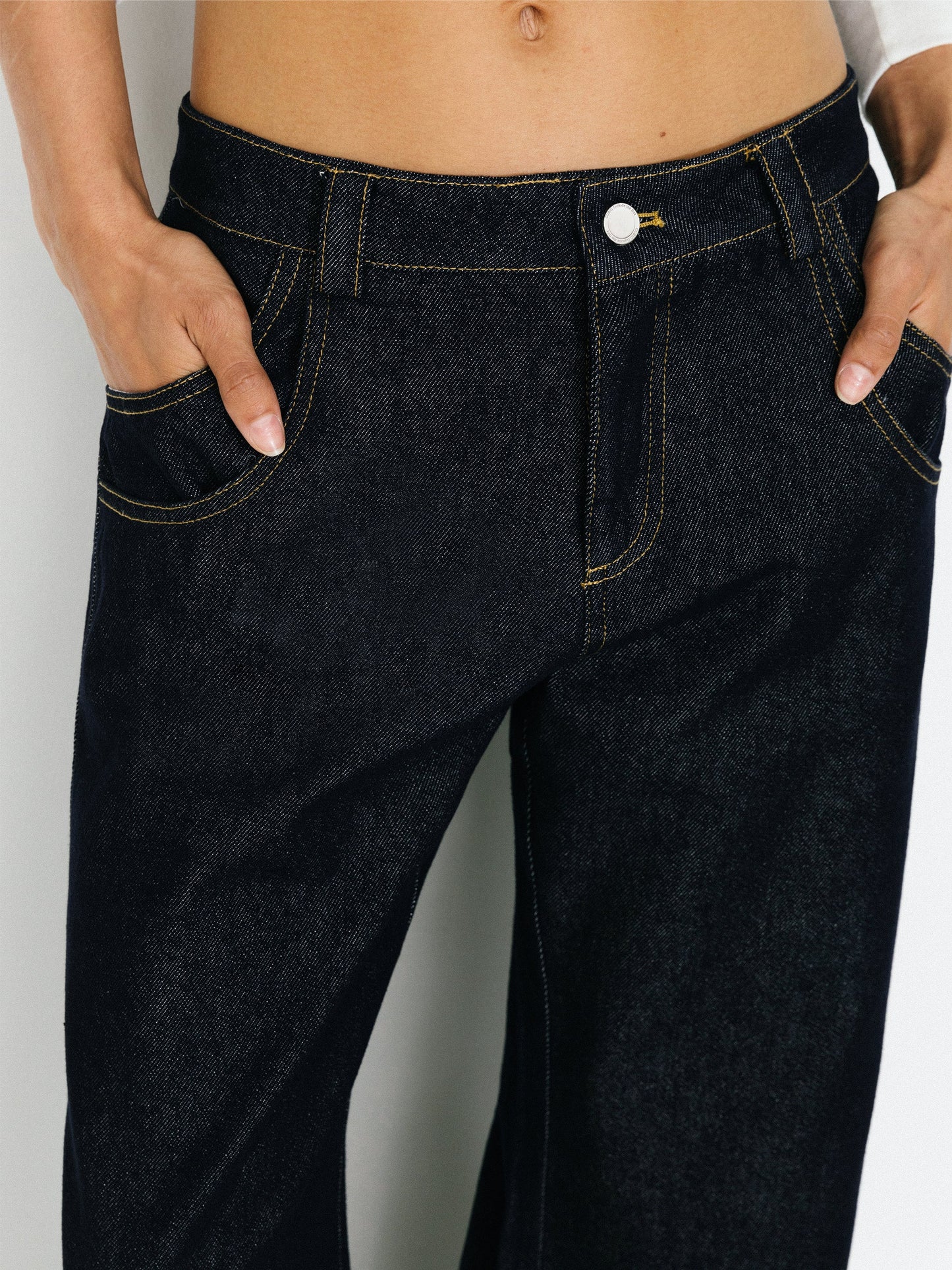 Wide-Leg Slight Flare Cuffed Jeans