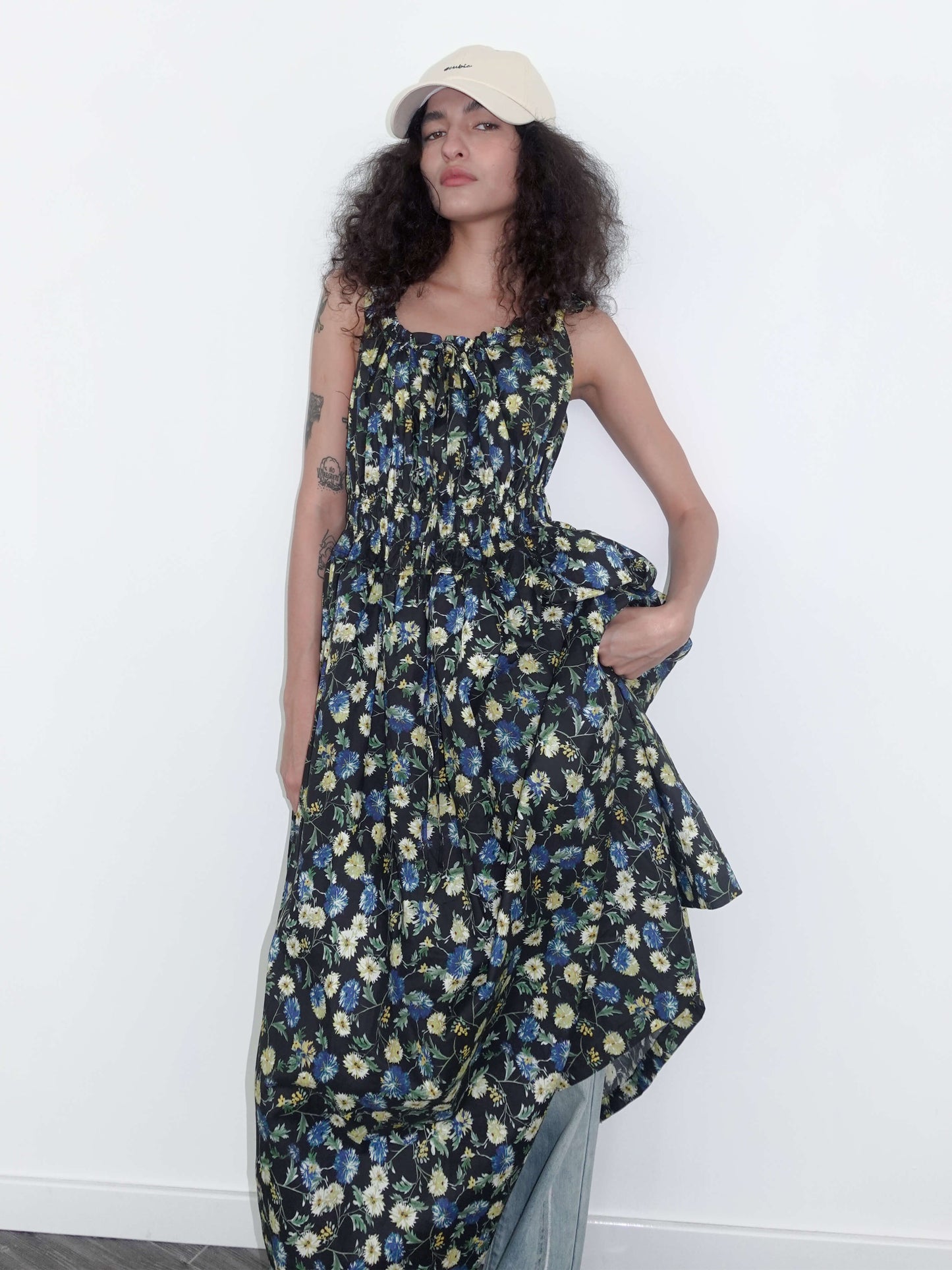 High Waist Floral Sling Dress