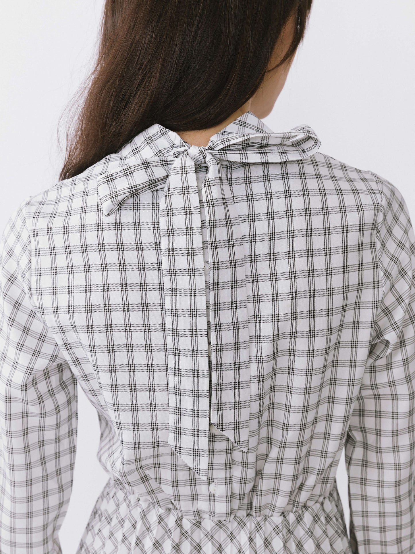 Tartan Neck Tie A-line Dress