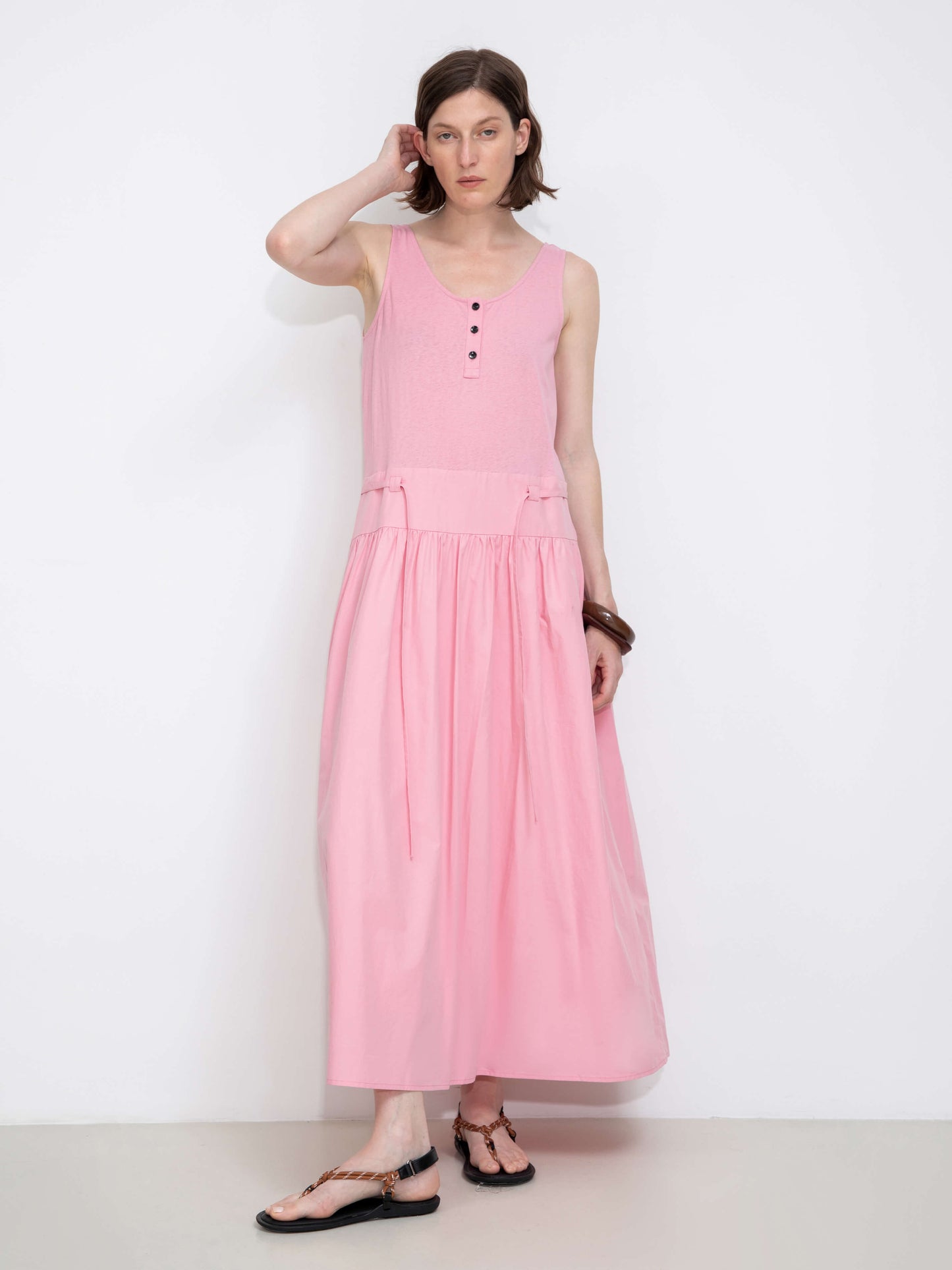 Panelled Henley Neck Vest Dress