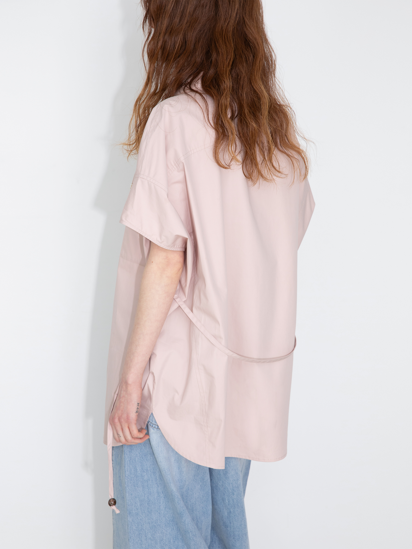 Beaded Placket Utility Short-Sleeve Shirt