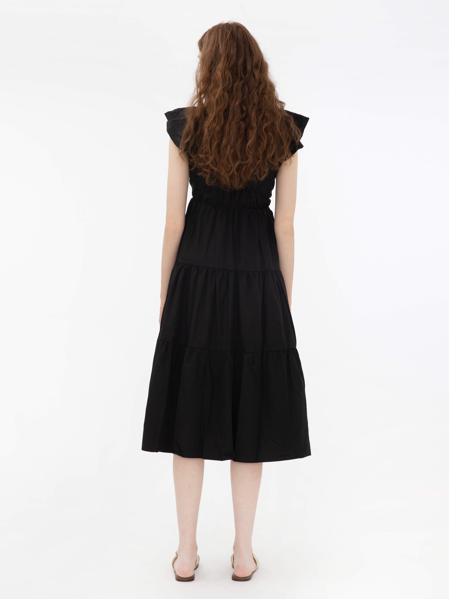 V-Neck Ruched Tiered Dress