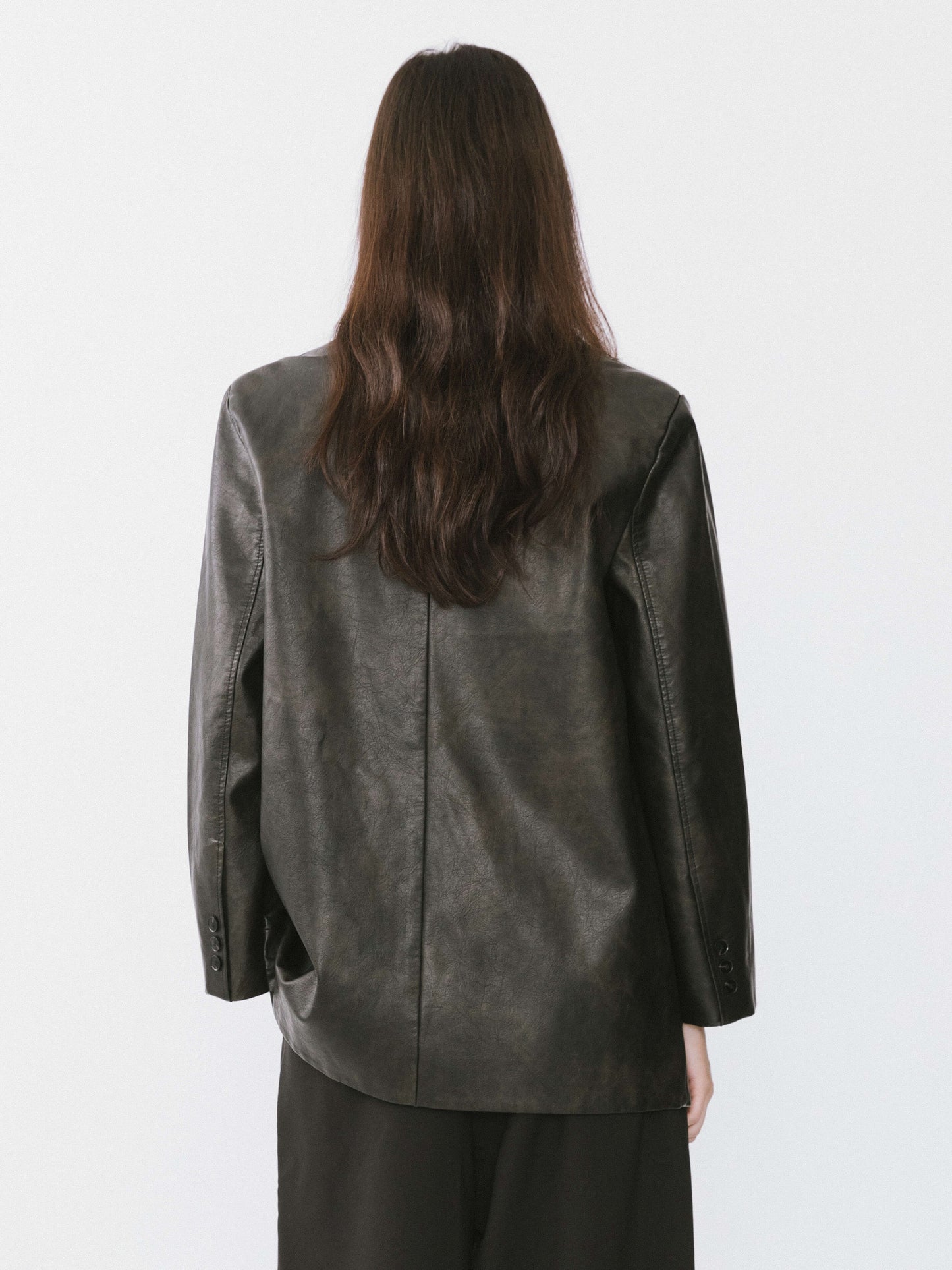 Black Faux Leather Tailored Suit