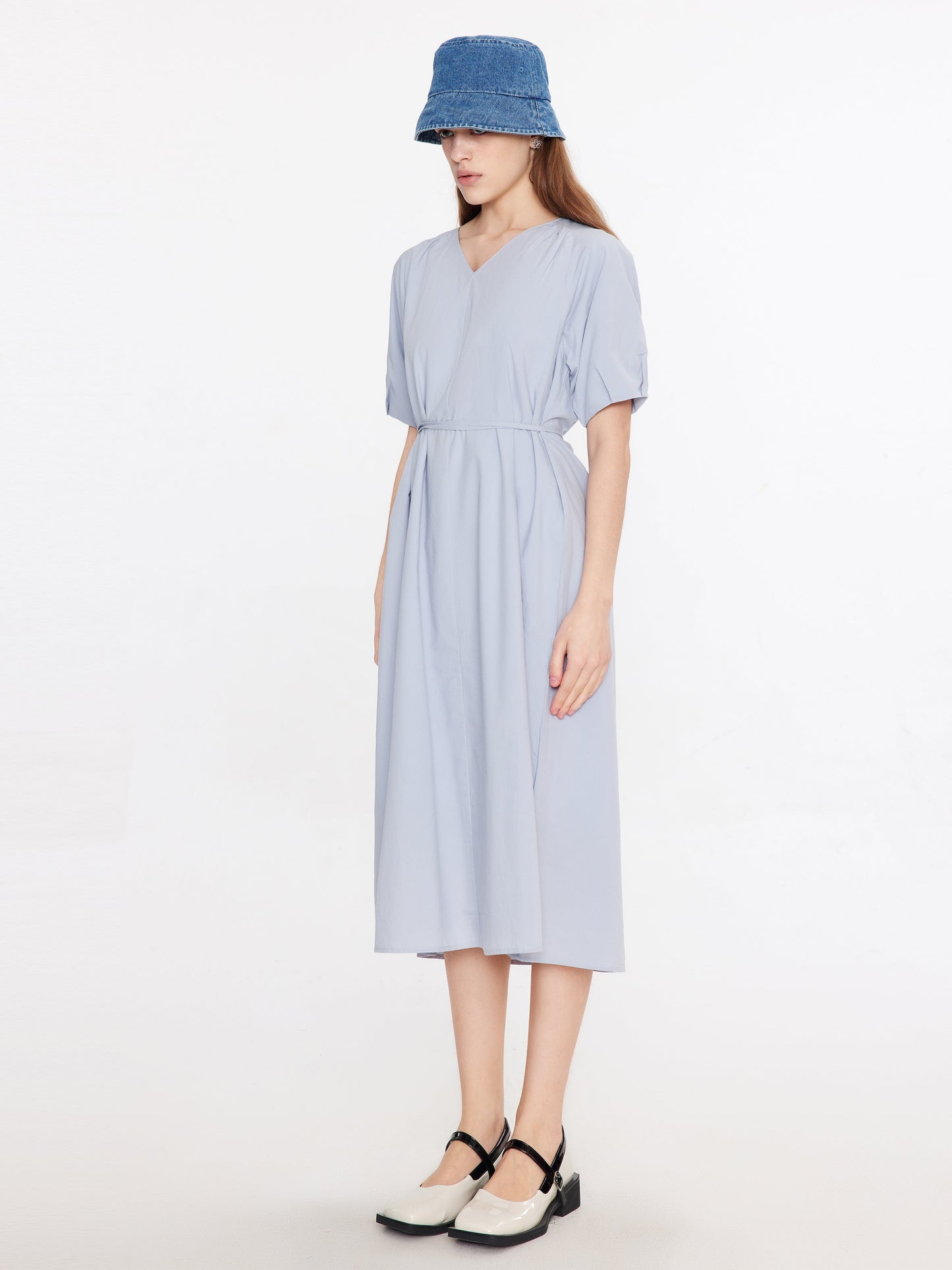 V-Neck Back Cut Out Midi Dress