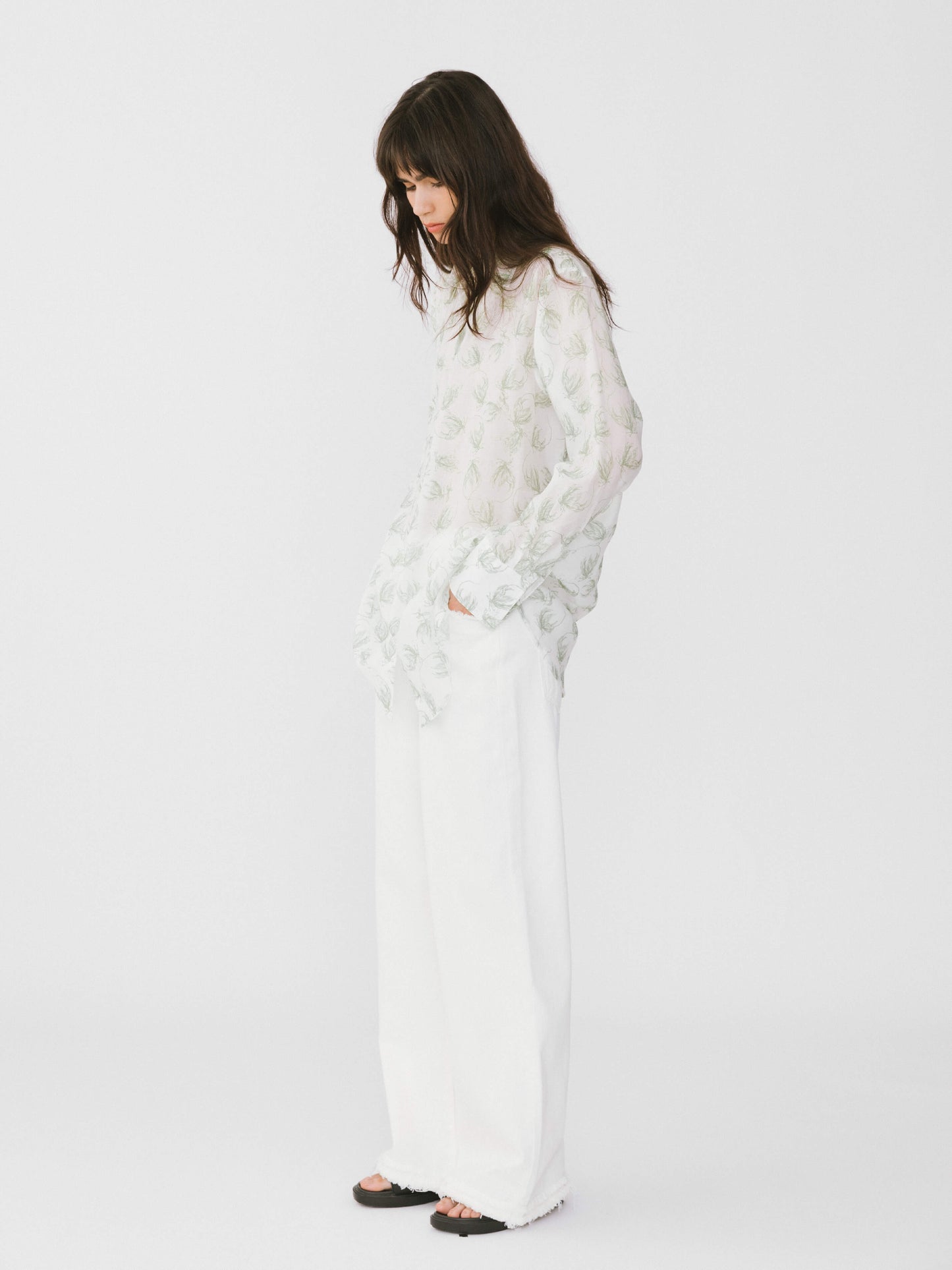 Loose Printed Sheer Shirt