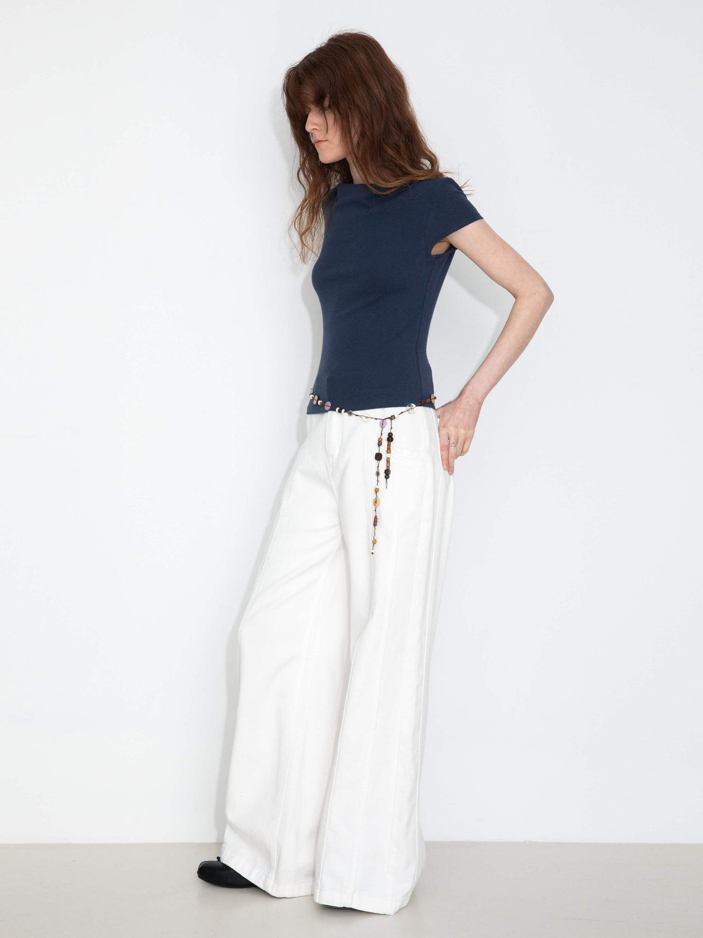 C BY CUBIC Draped Neck Short-Sleeve T-Shirt