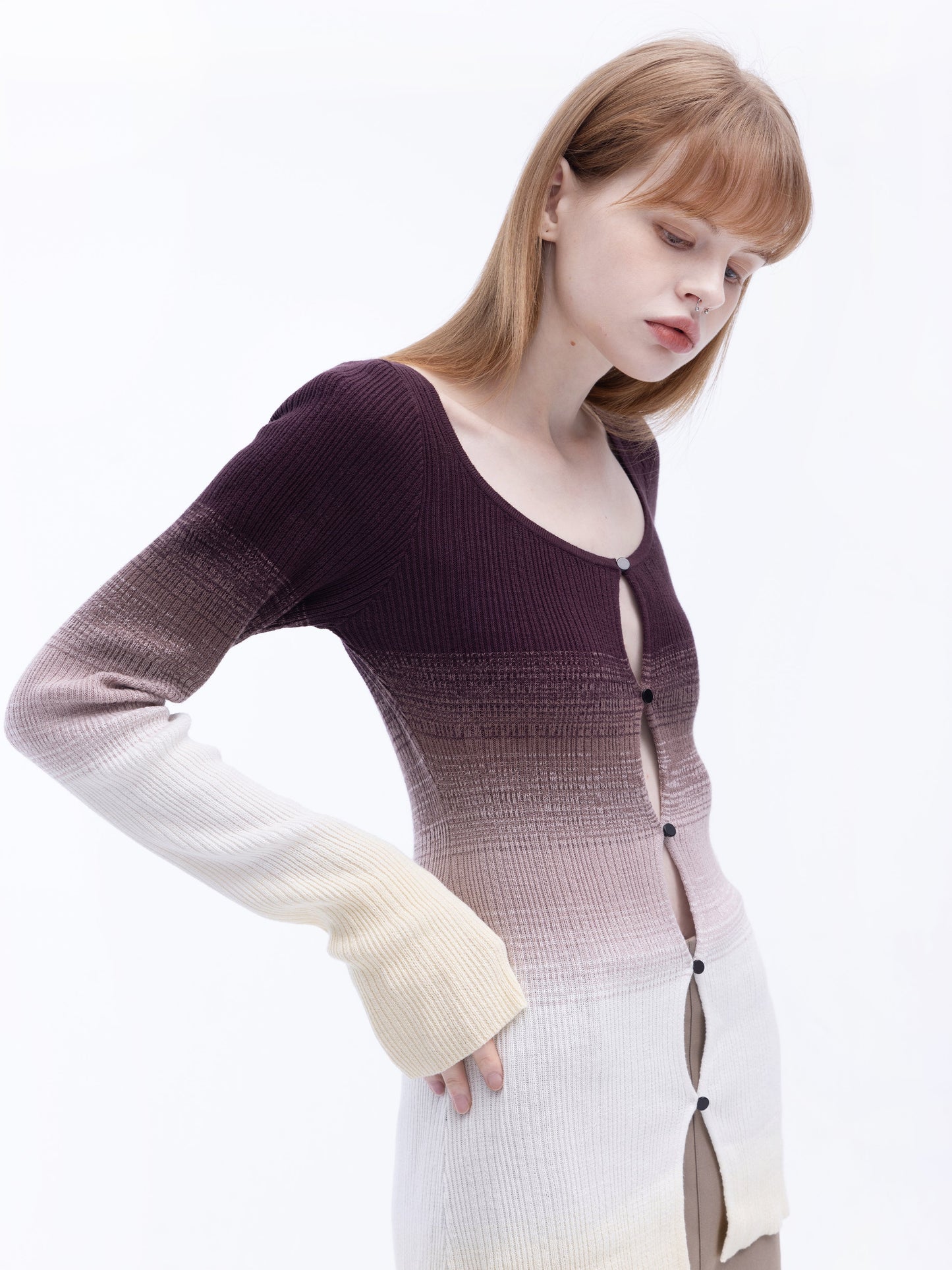 Gradient Coloured Thin Cardigan