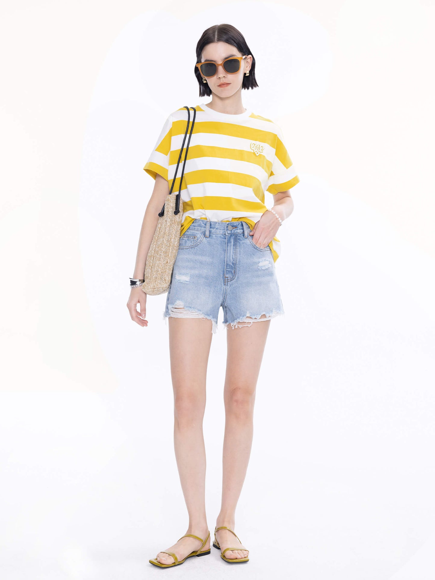CUBIC Heart Oversized Striped T-Shirt