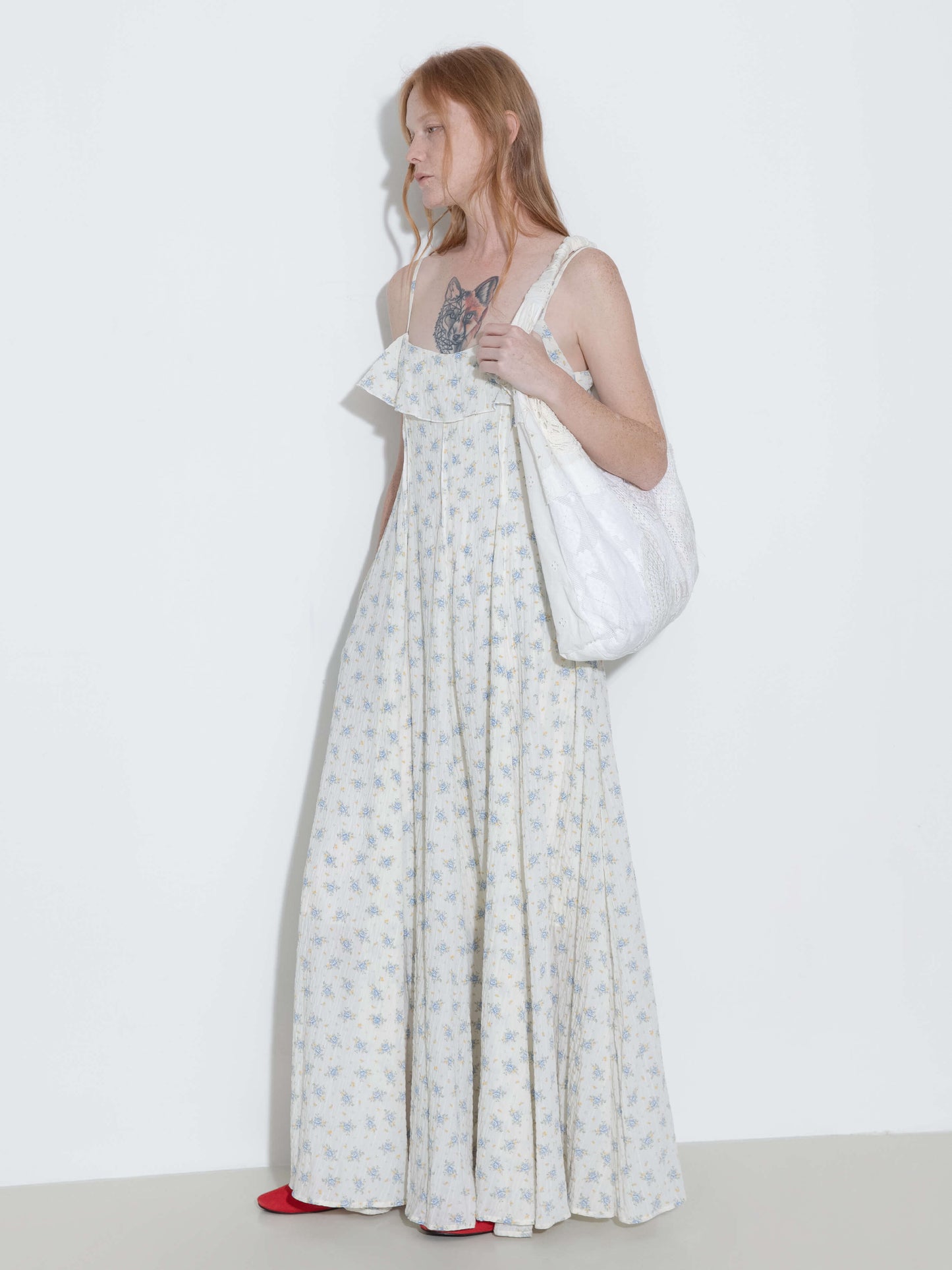 Waist Gathered Floral Sling Dress