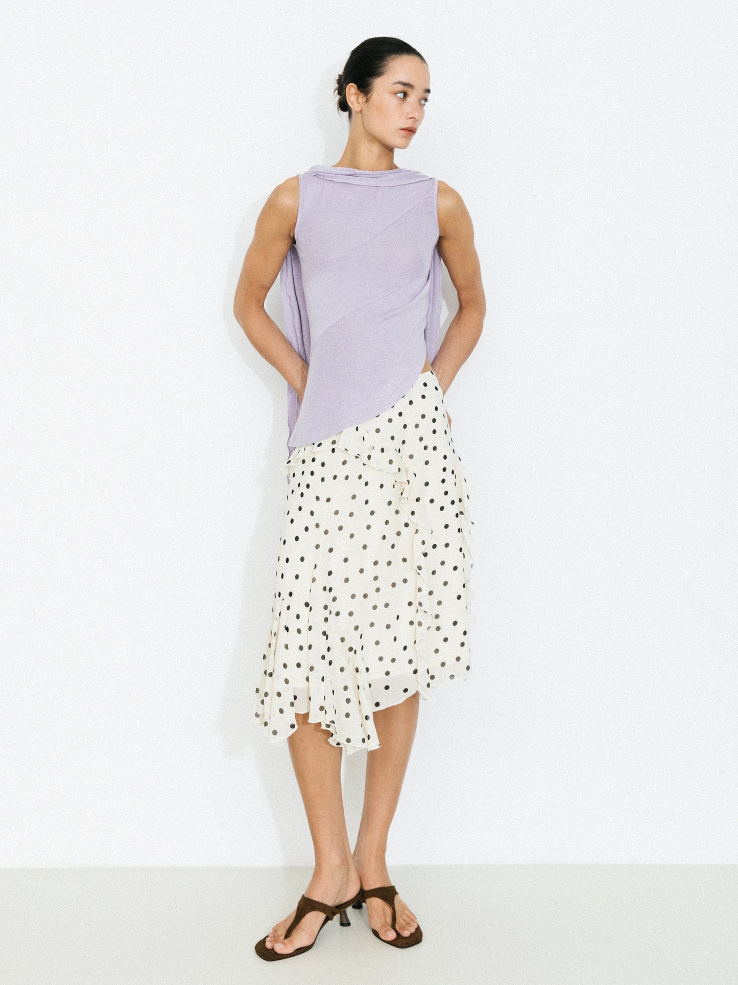 Asymmetrical Tie-Neck Flowy Sleeveless Top
