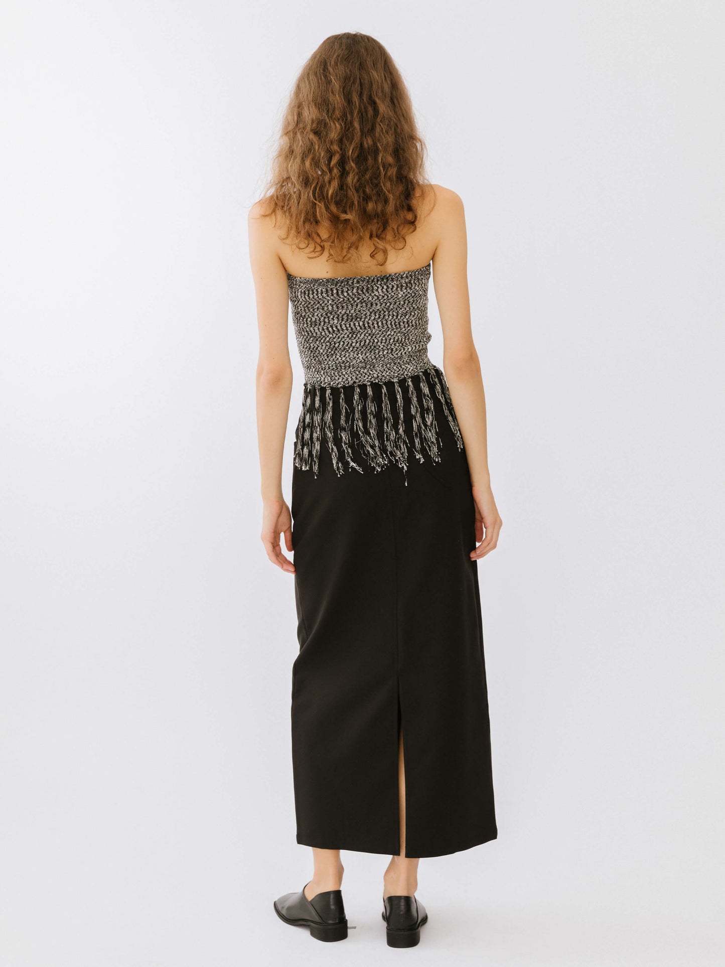 Strapless Long Tassel Knit Top