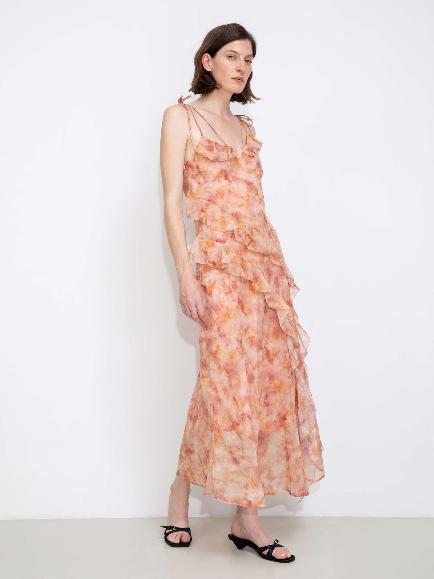 Asymmetrical Floral Print Cami Dress