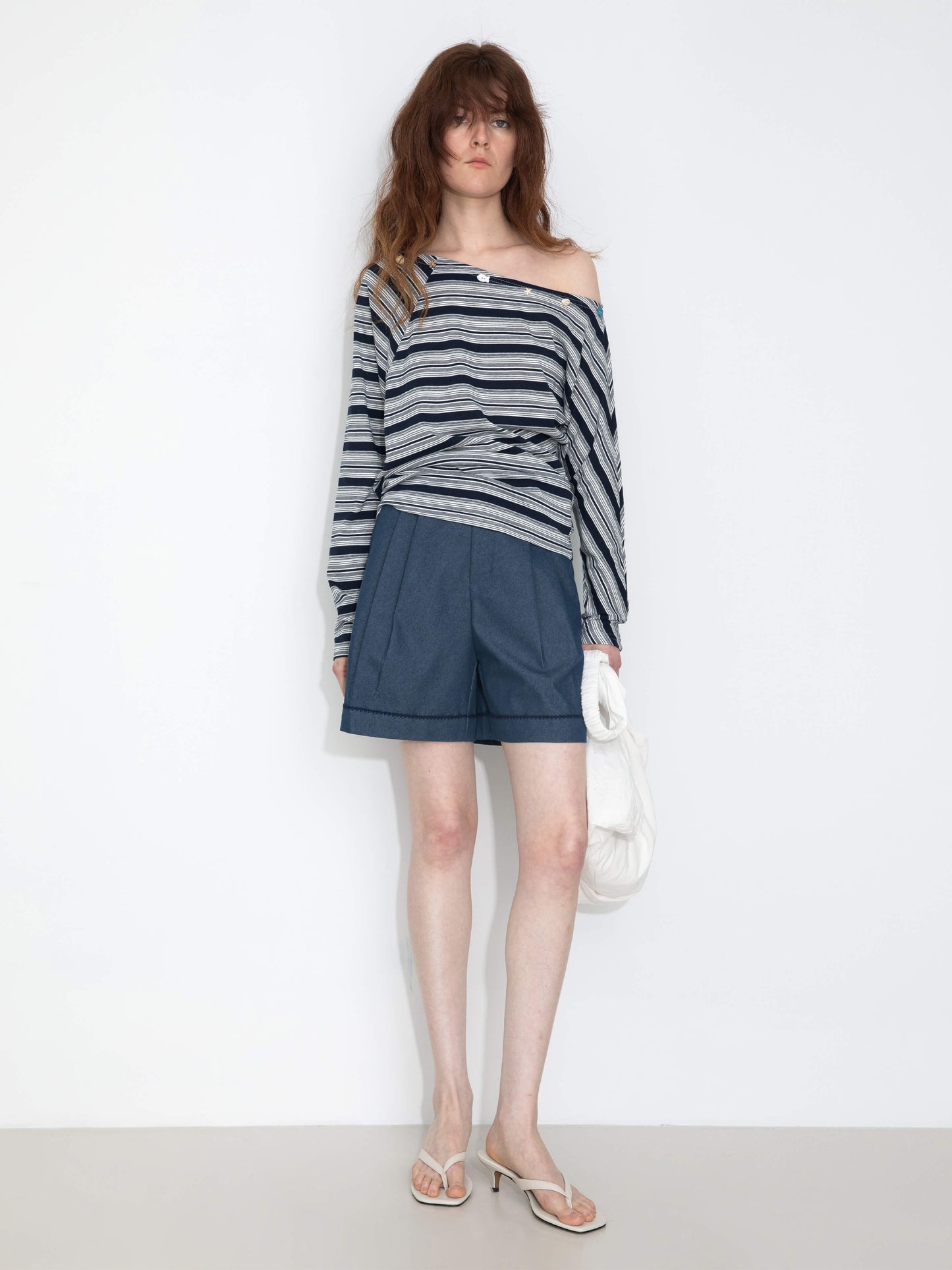 Off-Shoulder Striped Long-Sleeve Tee