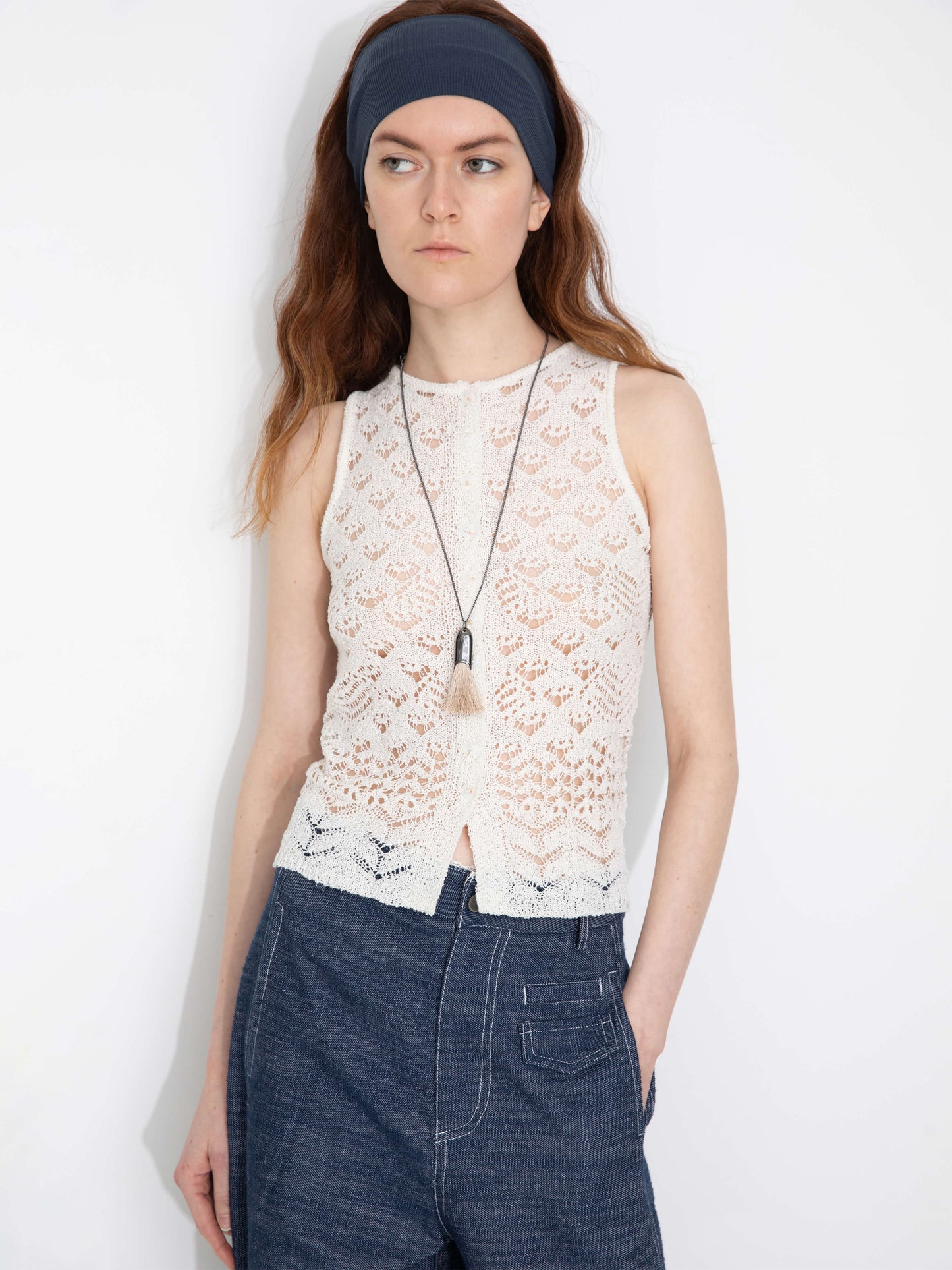 Hollow-Out Crochet Knit Sleeveless Top