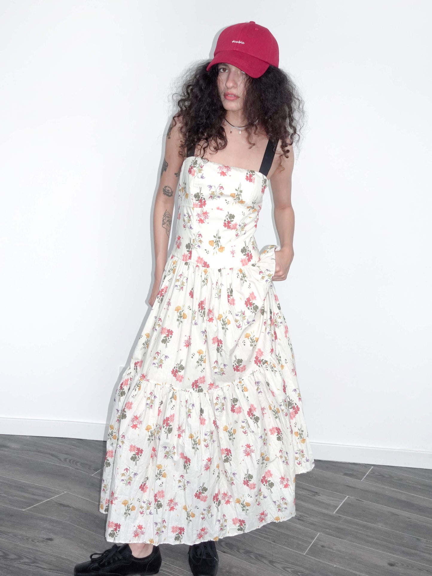 A-line Floral Print Sling Dress