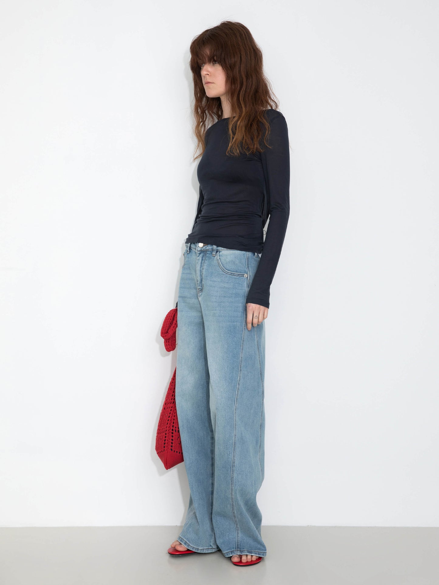 High-Waisted Wide-Leg Straight Jeans