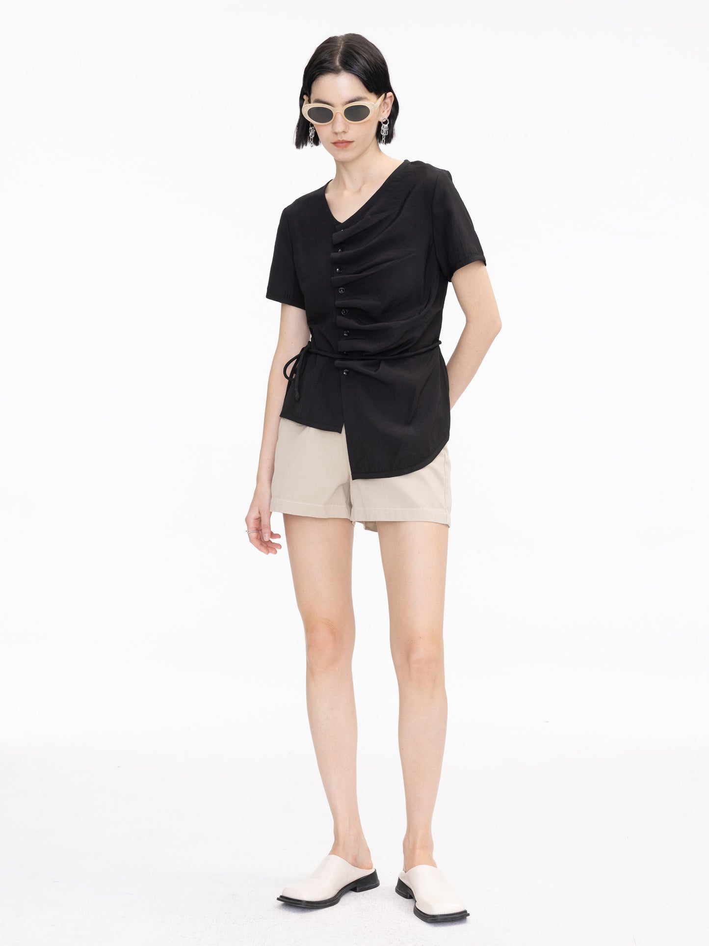 Asymmetric Button Down T-Shirt