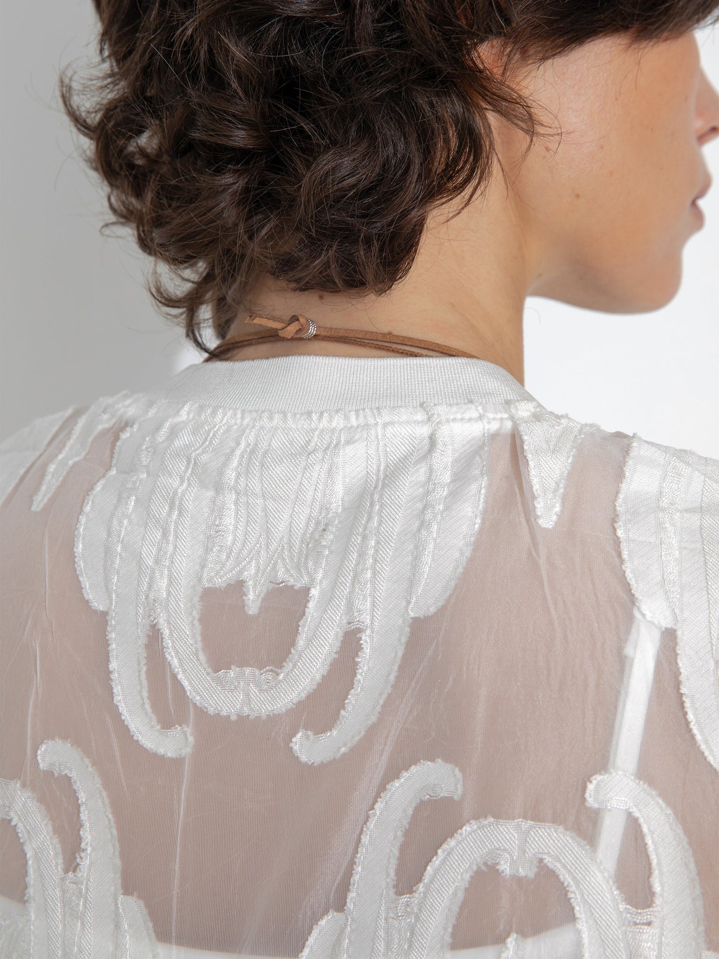 Sheer Patterned Sleeveless Pleated Skirt