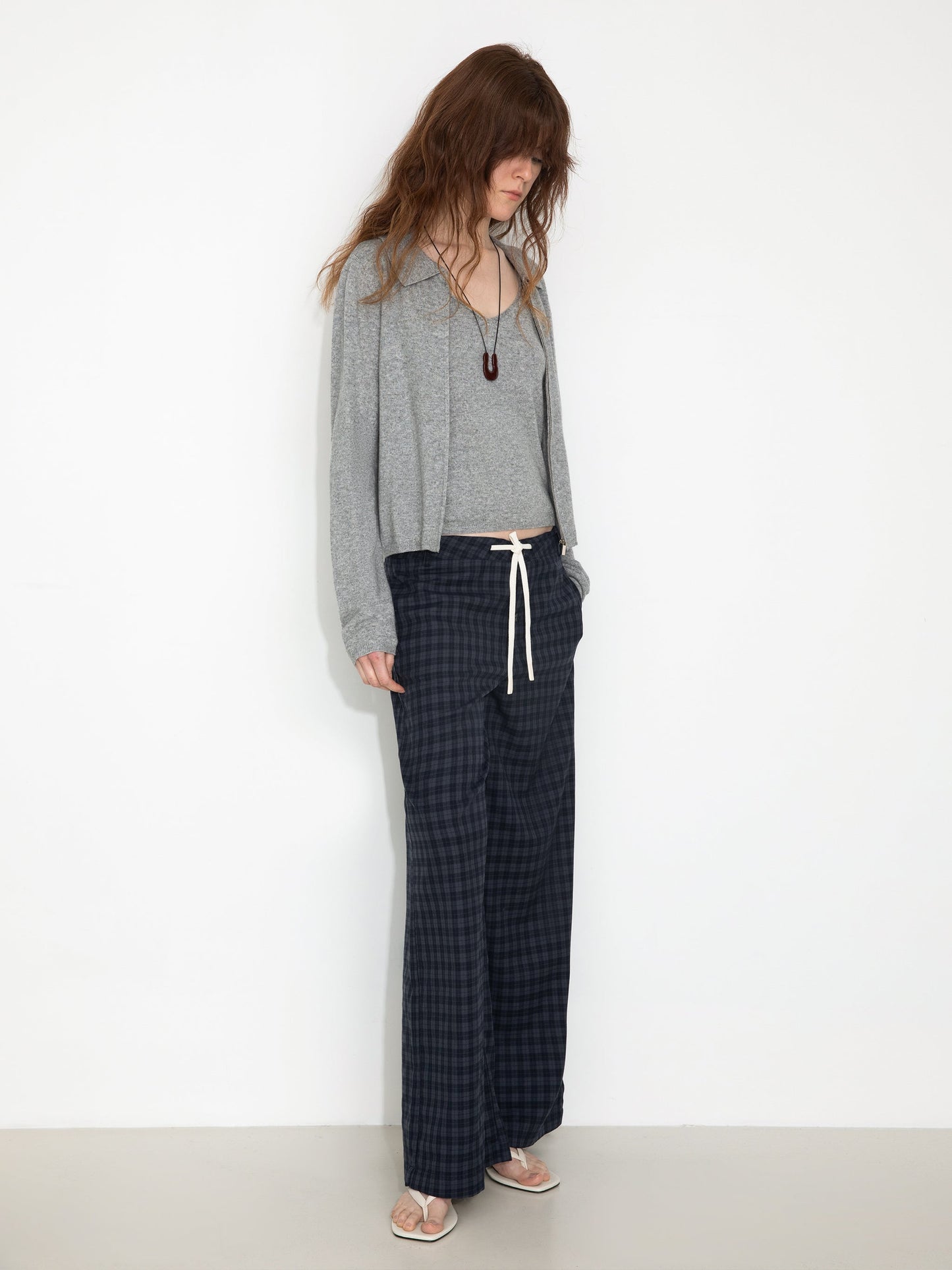 Zip-Up Collared Cropped Knit Cardigan & Vest Set