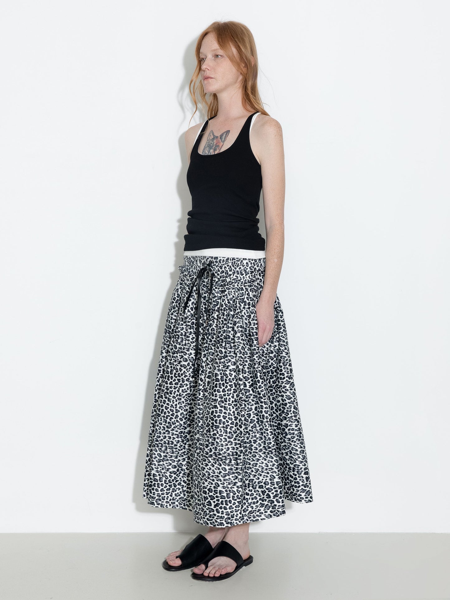 100% Cotton Leopard Print A-Line Skirt
