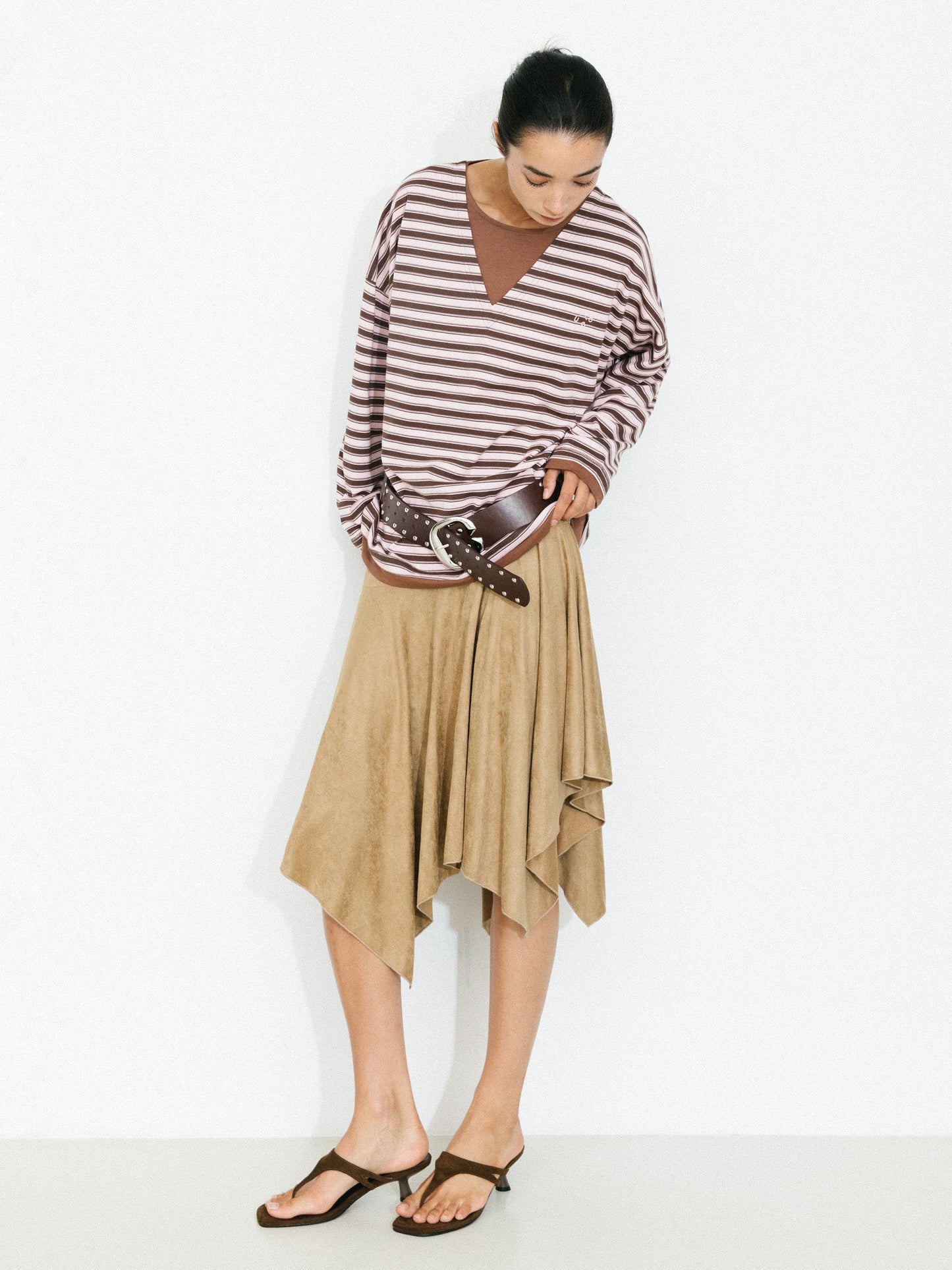 Contrast Stripe Oversized Long-Sleeve Top